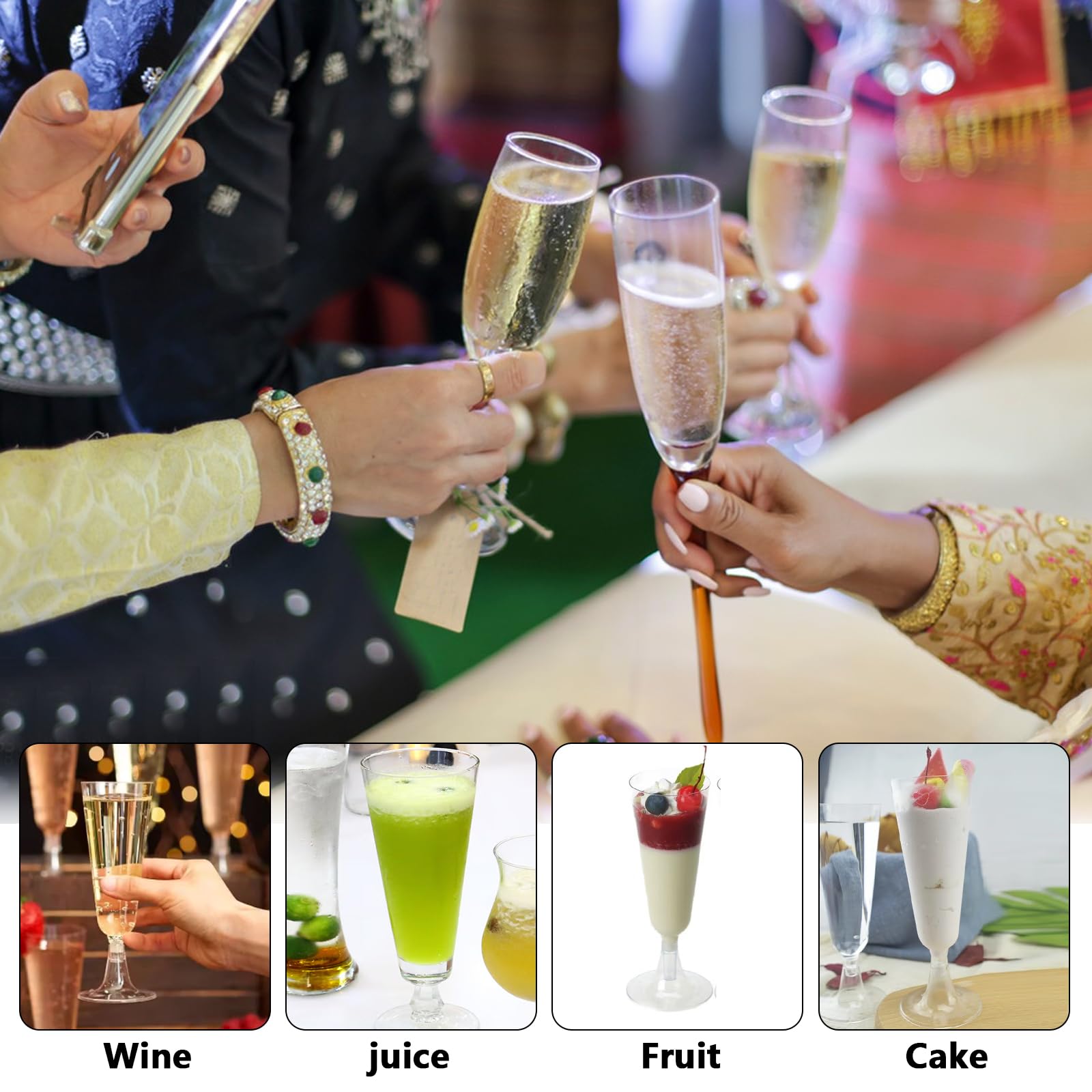 Lot De 36 Flûtes à Champagne En Plastique Réutilisables Avec