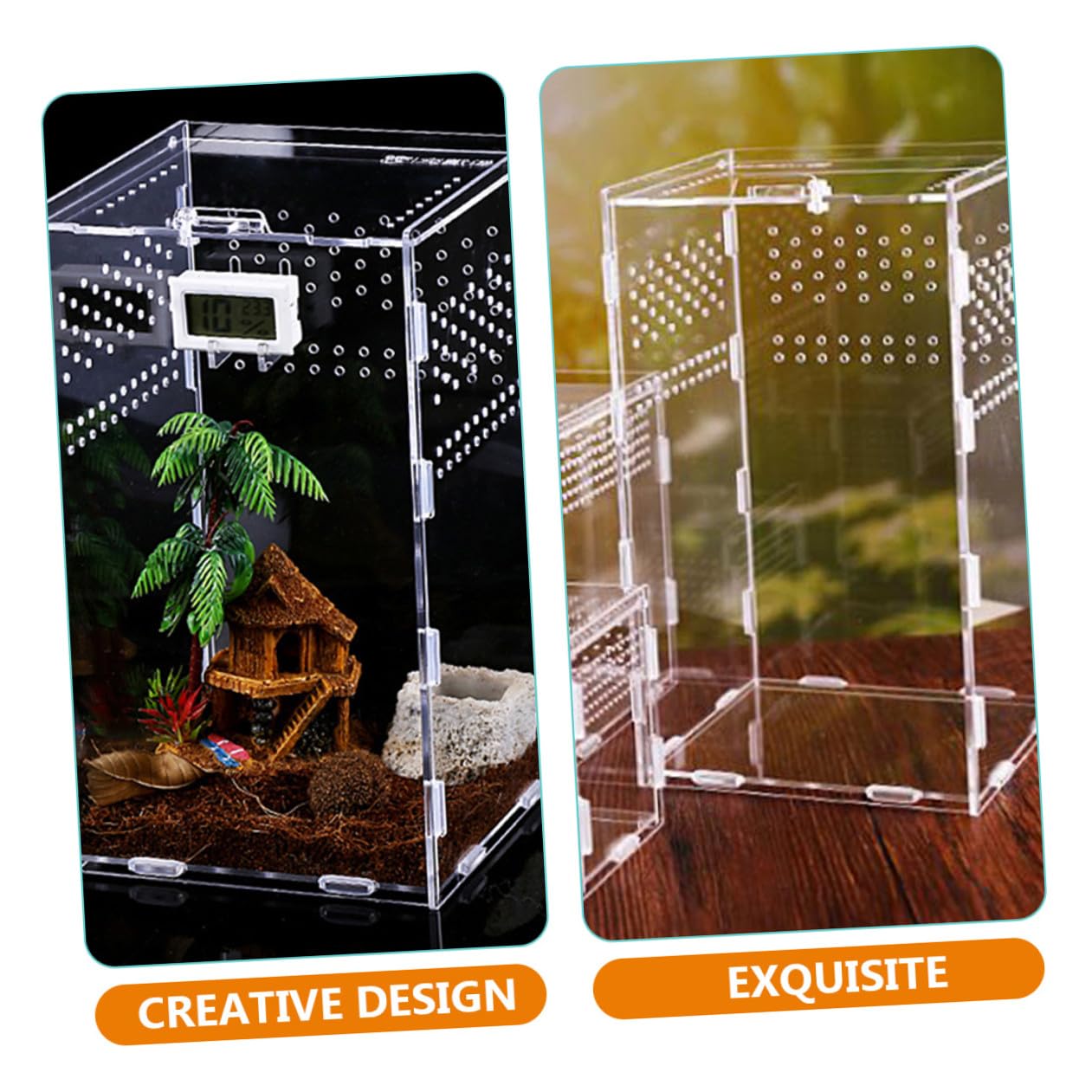 TEHAUX Magnetische Belüftungssystem Konstantem Luftstrom Stabilem und Acryl Terrariumbox mit Transparent Reptilien für Soldatenkrabben und Skorpione