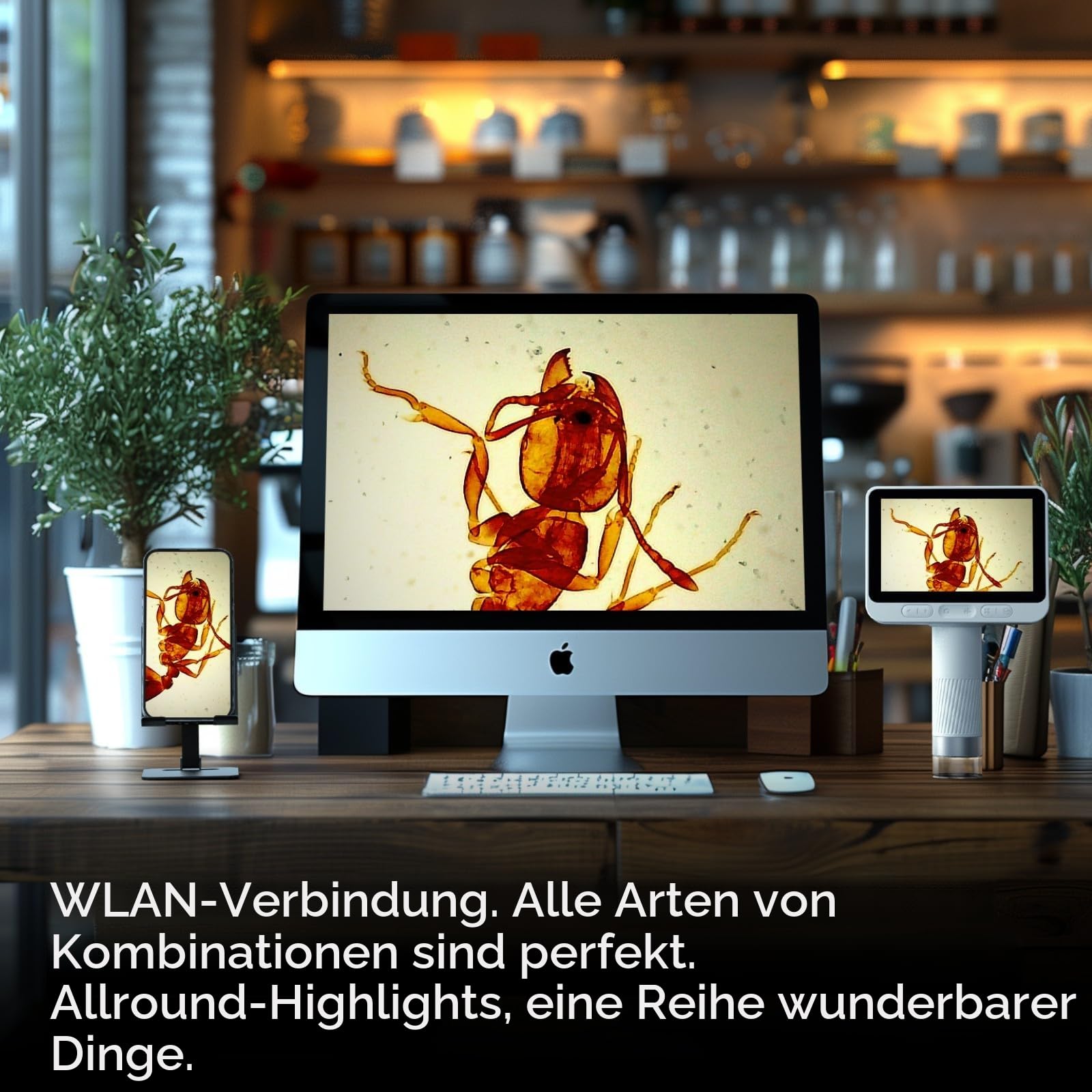 BEAVERLAB Mikroskop für Kinder, digitales Mikroskop 100X-1600X, 4,0" IPS Mikroskop, 1080P HD Taschenmikroskop mit 8 einstellbaren LED-Lights, drahtlose Handheld Microscope für Handy PC/TV