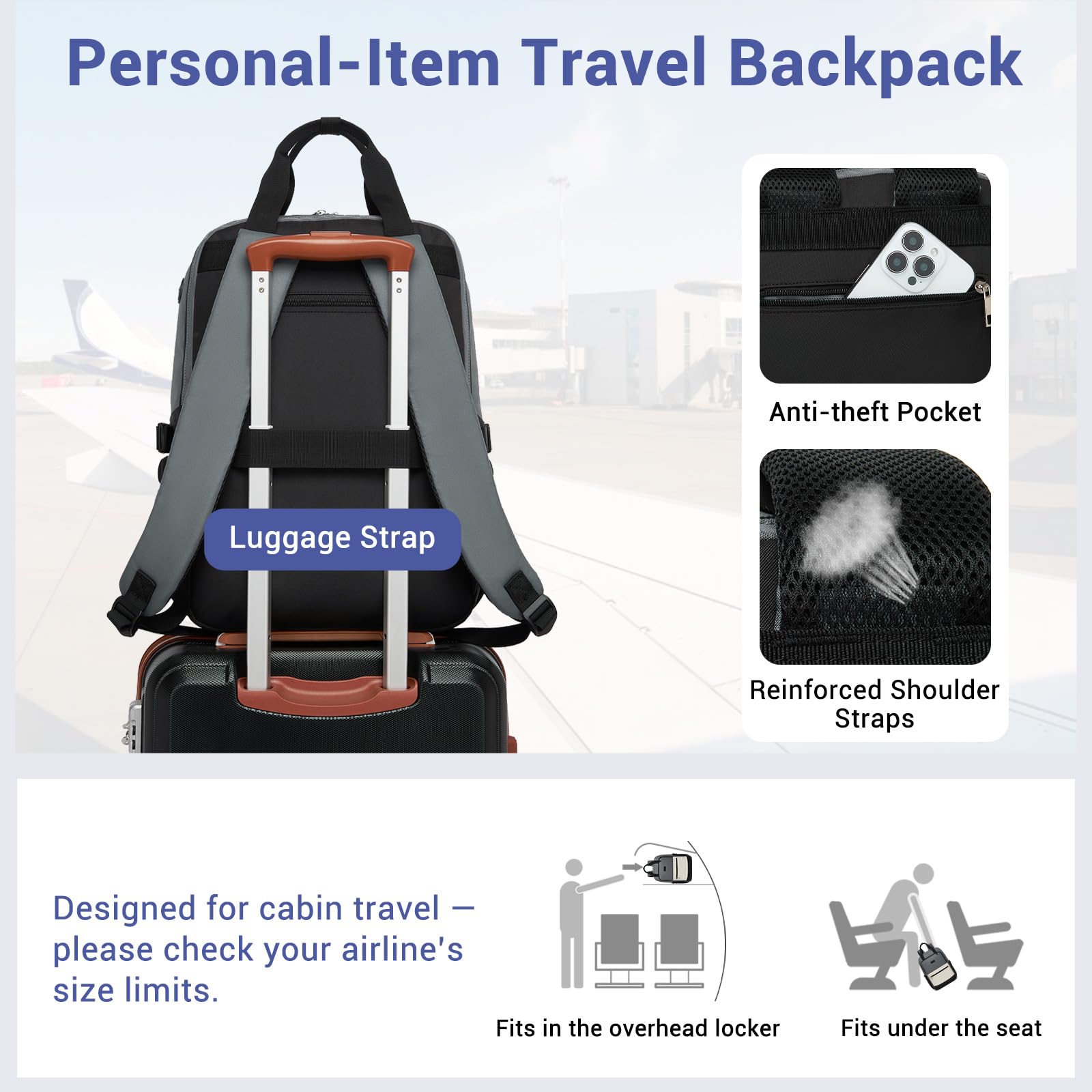 Kono Laptop Backpack Womens with Pouch Pocket for Large Capacity Cup, 15.6 Inch Laptop Bags for Women, Travel Backpack Water Resistant Large Rucksack for Work Business School College Teacher Girls - 5