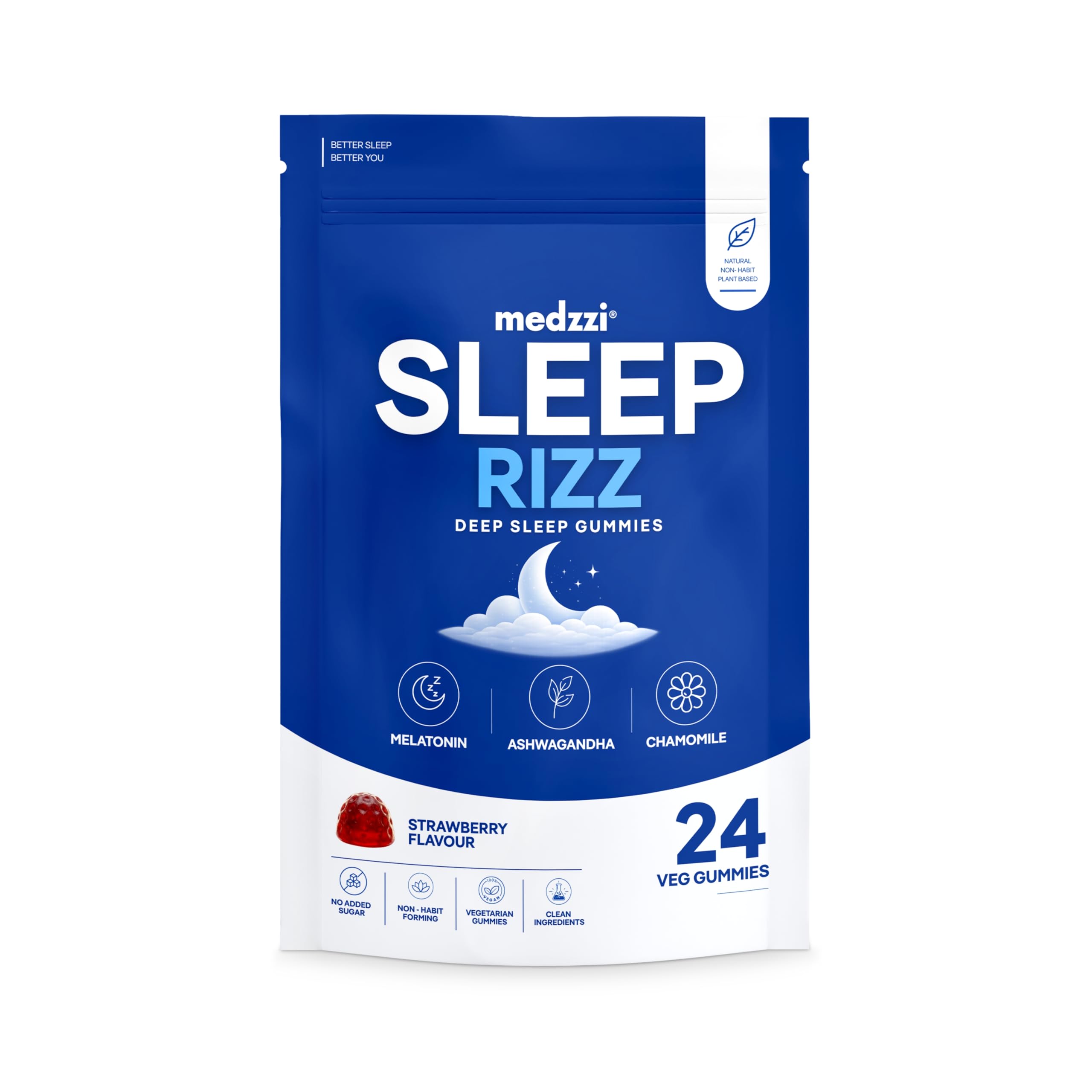 Sleep Rizz Gummies with Melatonin, Ashwagandha & Chamomile | Promotes Deep Sleep, Reduces Stress & Calms Mind | Strawberry Flavour | 24 Veg Gummies-image-7