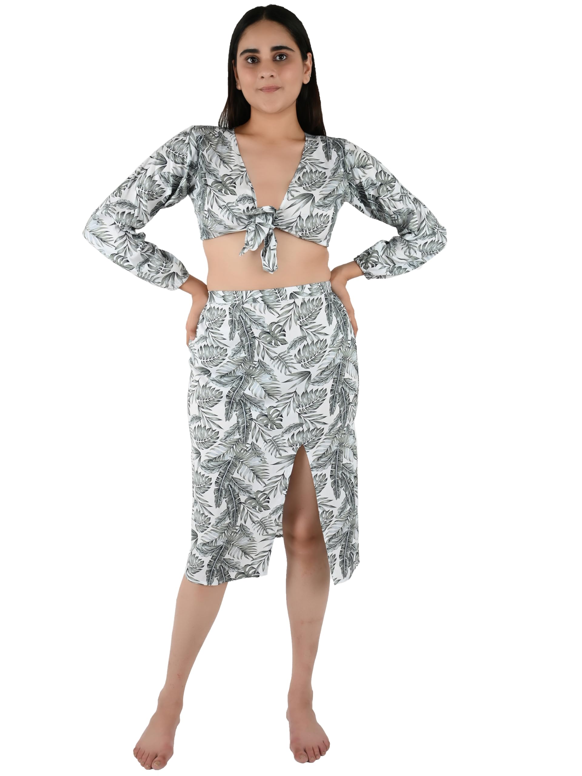 Floral Printed Top & Skirt Beachwear for Women Teen-image-17