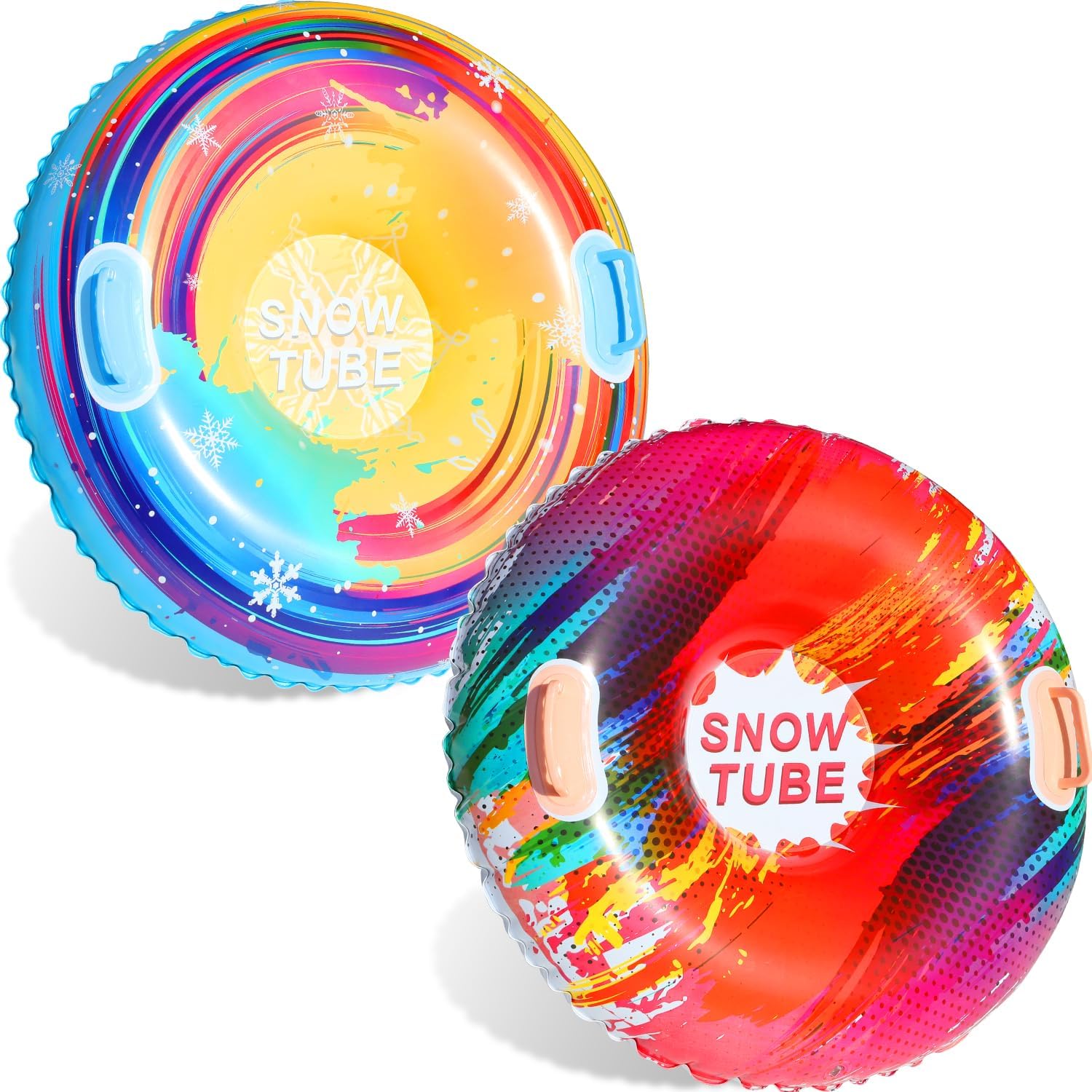PARENTSWELL 2 Pack Snow Tubes 35'' Inflatable Snow Tubes