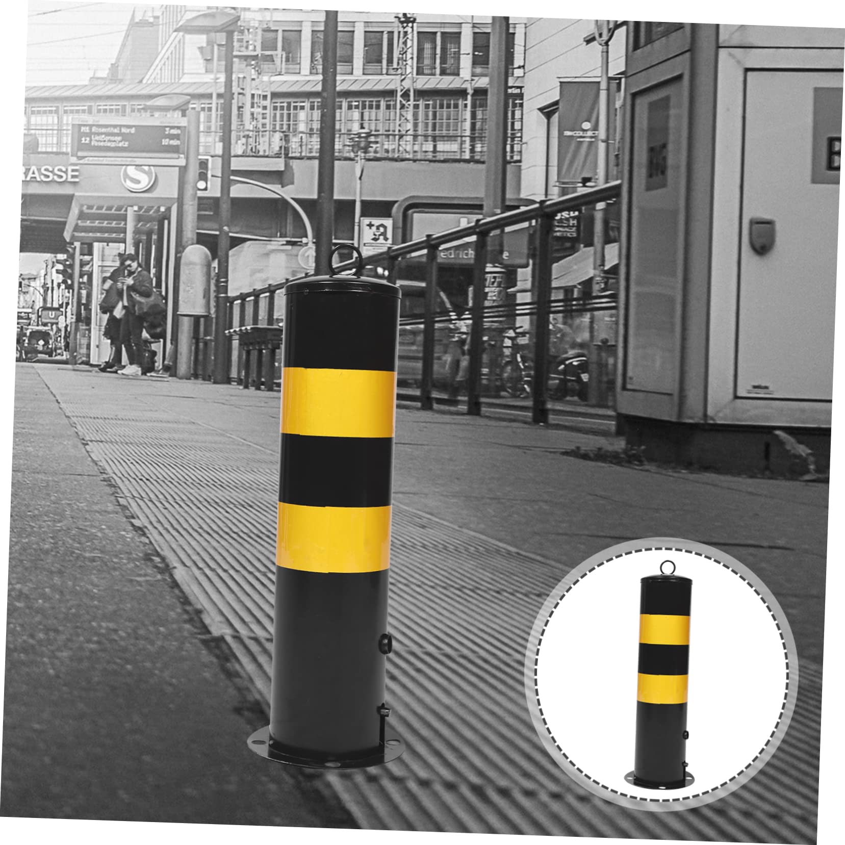 Poteau Parking en Acier Noir, Colonne D'avertissement, Barrière Allée