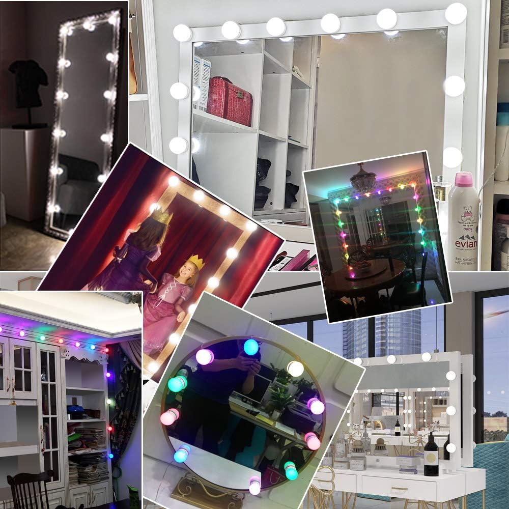 selfila 14 Bulbs Full Body Vanity Lights for Mirror, Adjustable RGB Color DIY Hollywood Style Led Vanity Mirror Lights kit Mirror Full Length,Full Body Mirror,Bathroom,Makeup,Stick on Lights