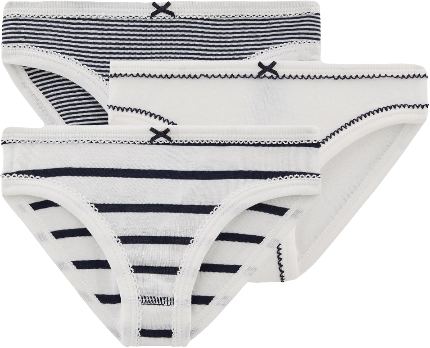 Petit Bateau Girls' Pinstriped Cotton Knickers PANTIES - 3-Pack SIZES 2-14 YEARS