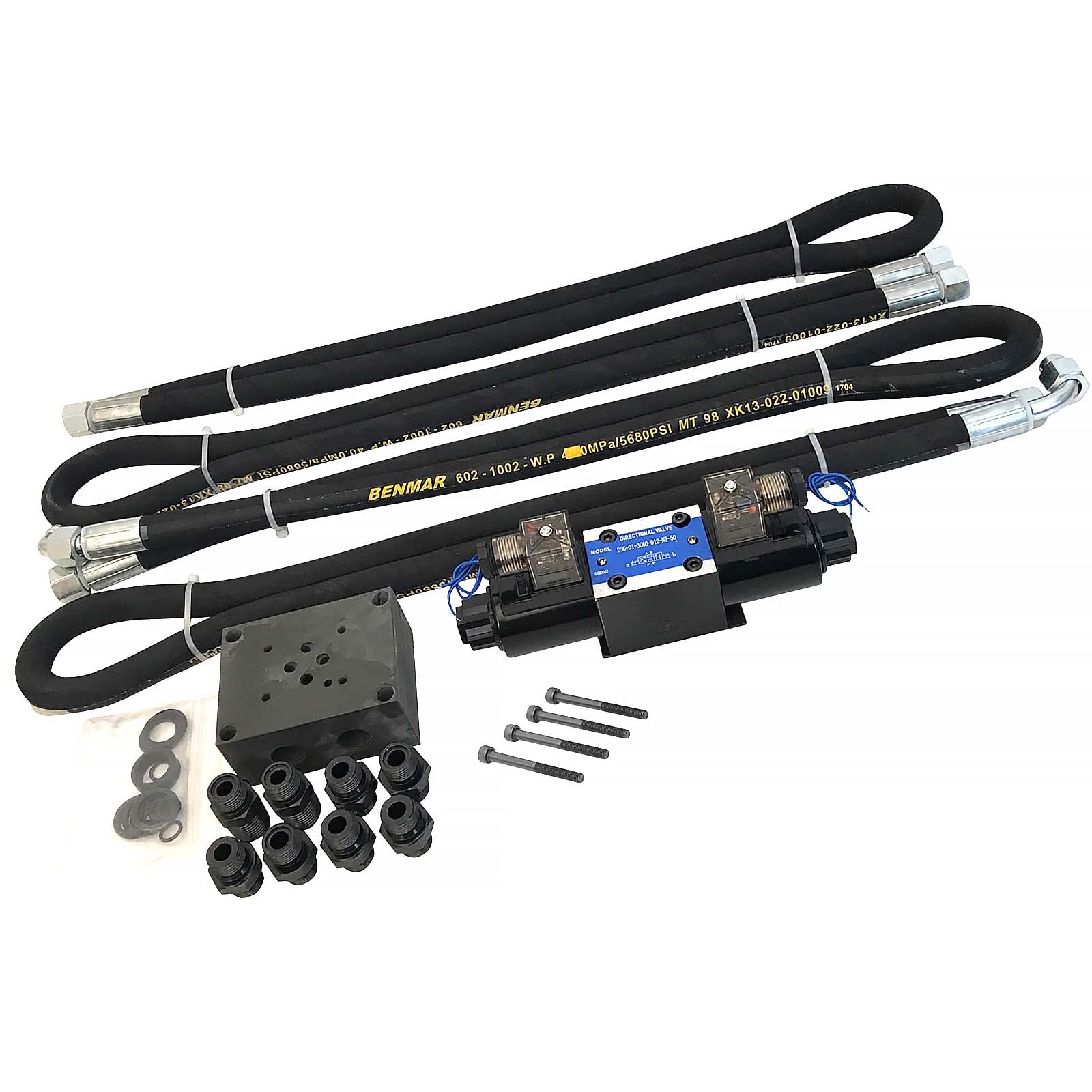 WINCHMAX. Kit di installazione per verricello idraulico. Valvola, tubi flessibili, apparato di controllo. Telecomando wireless 12 V.
