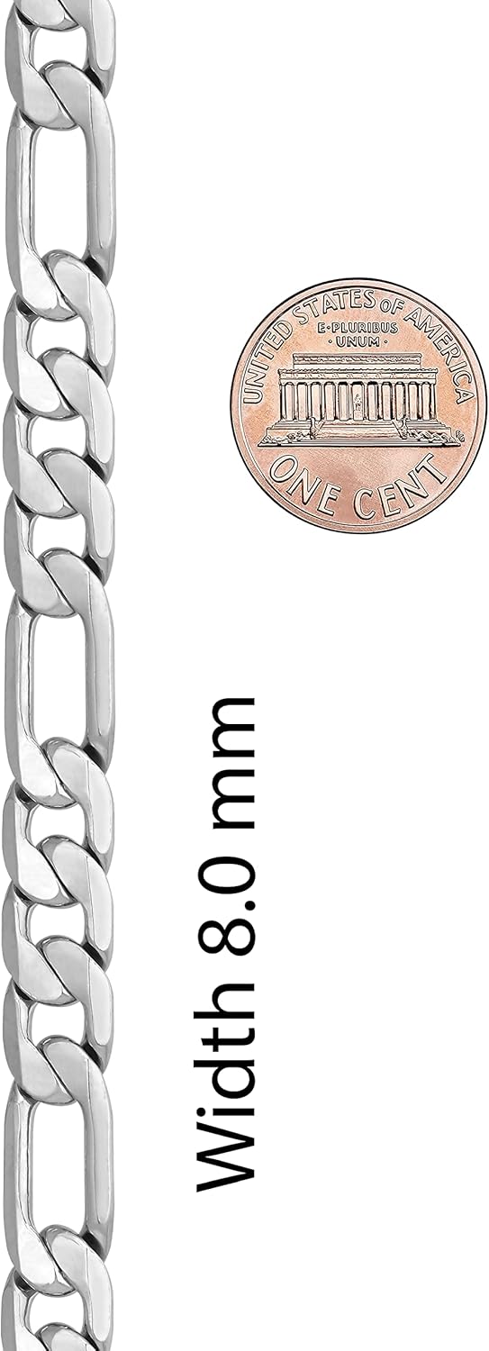 LIFETIME JEWELRY Beveled Figaro Chain Necklaces for Women and Men 24k Real Gold Plated  (6.5mm, 8mm, 9.5mm & 11mm) - Image 8