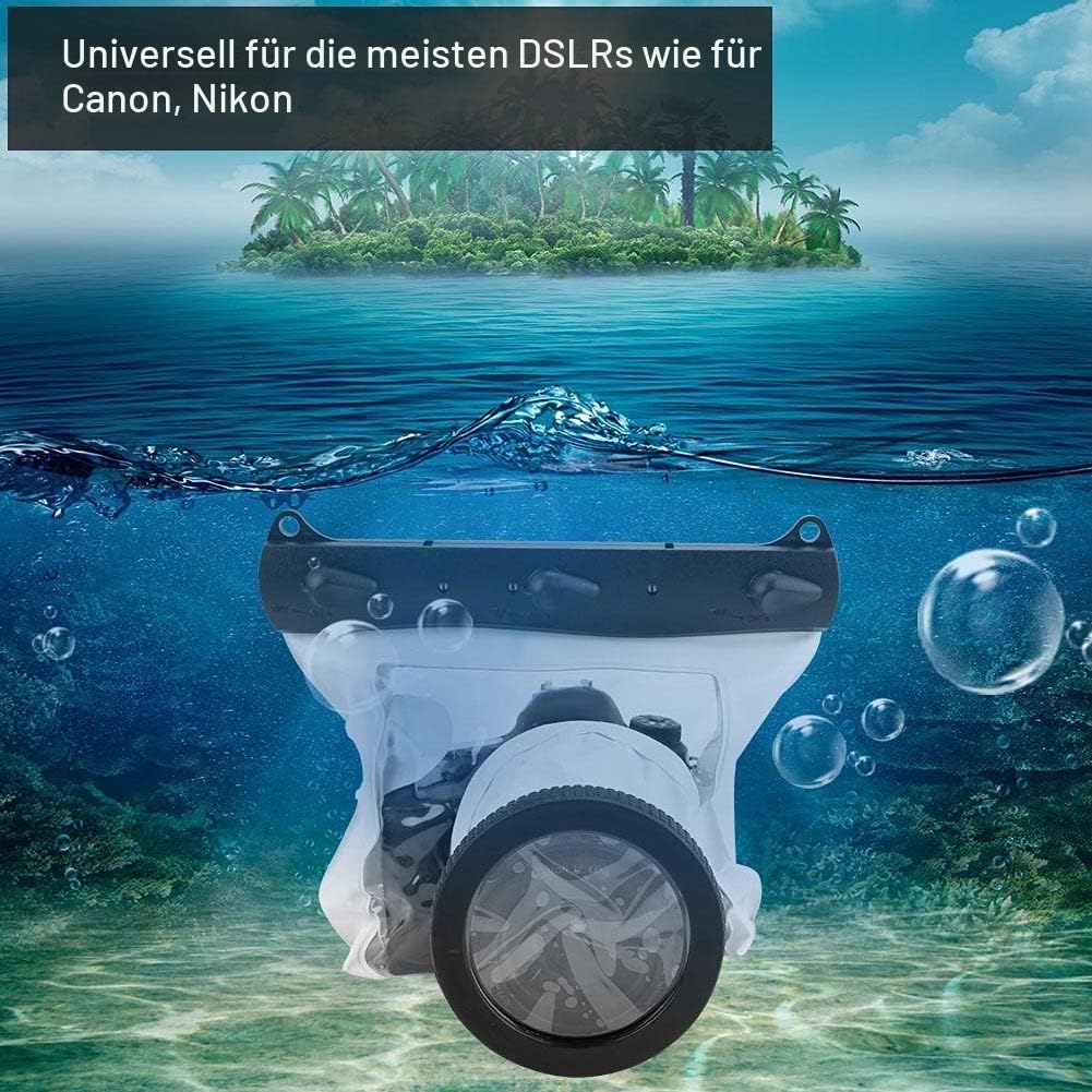 Unterwasserkameragehäuse, Wasserdichtes DSLR-Gehäuse bis zu 20M zum Tauchen und Schnorcheln, Universell Passend für die Meisten DSLR-Kameras (Weiß)