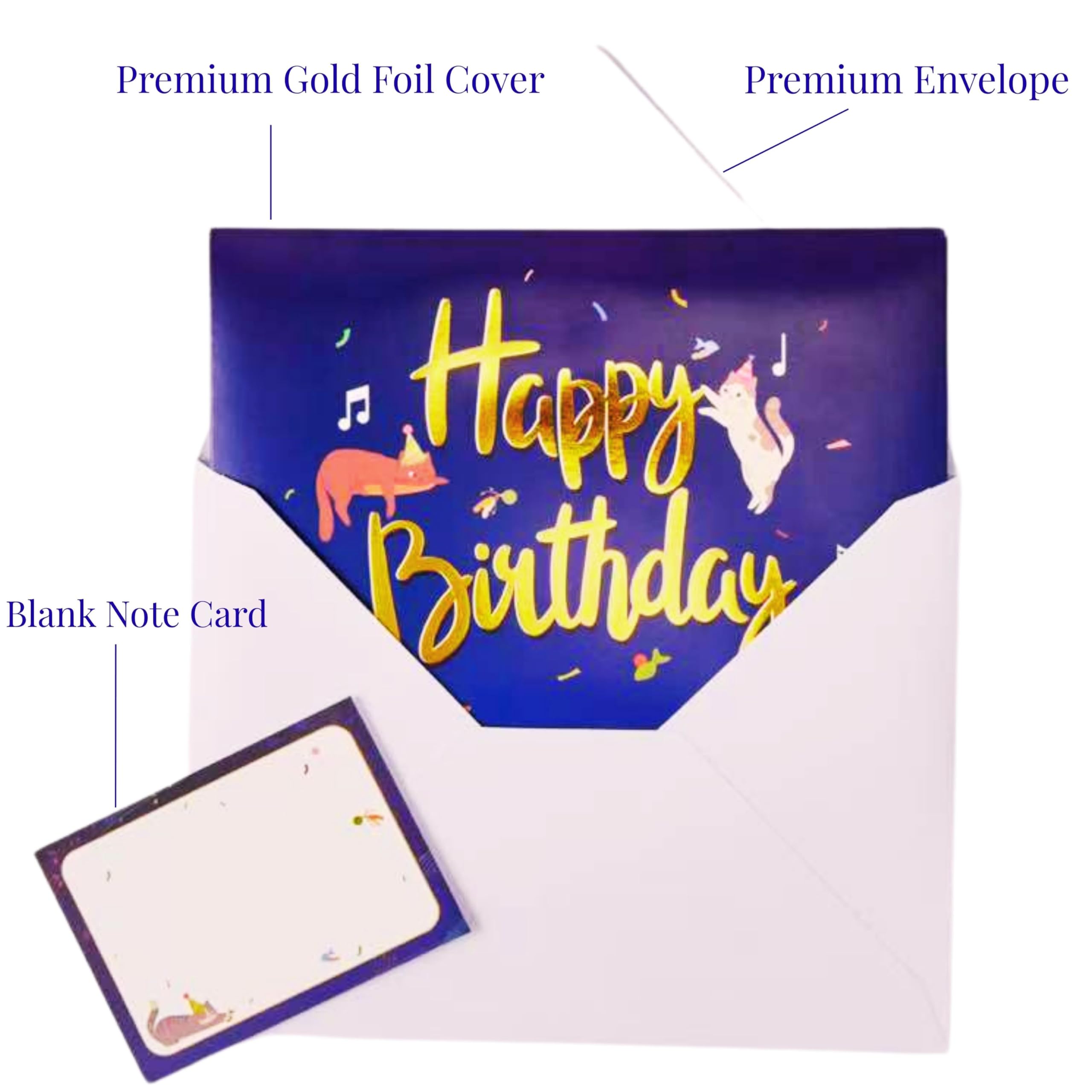 Biglietto di auguri pop up con luci a LED, con gatto 3D che suona il pianoforte, biglietto di auguri musicale con busta, regalo di compleanno per amanti dei gatti, musicisti, bambini, donne