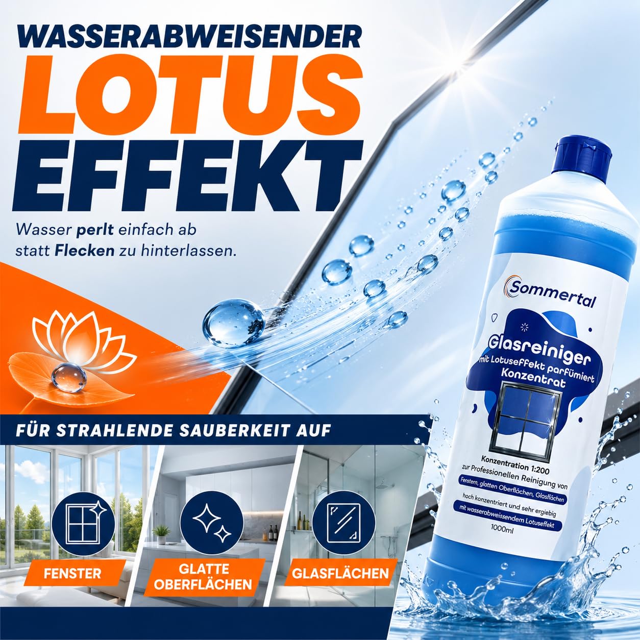 Sommertal Glasreiniger Konzentrat mit Lotuseffekt, 4L