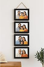 AARVI FlavorFusion Customised 4-in-1 Black Hanging Photo Frame with Plexiglass | Personalised Wall Frame for 4 Photos (5x7 inch Each) | Custom Photo Print for Home Décor, Bedroom & Gift