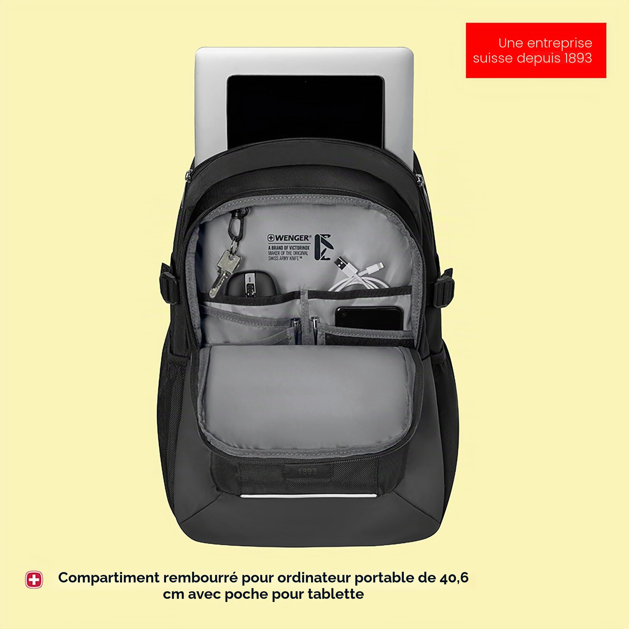 Wenger, XE Ryde, 16" Laptop Backpack with Tablet Pocket, Black