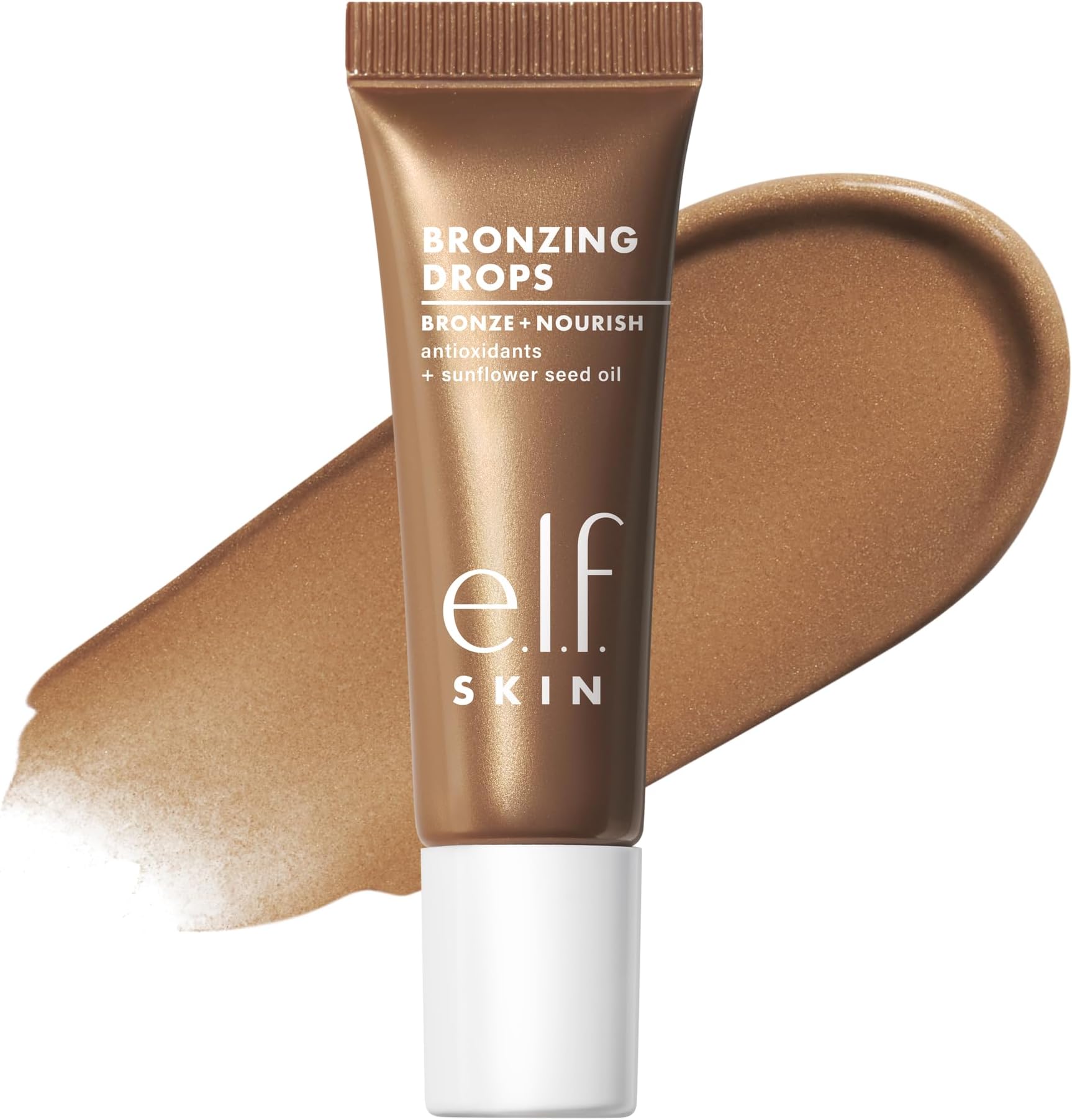e.l.f. SKIN Bronzing Drops Mini, Liquid Face Tinted Serum with Vitamin E & Sunflower Oil, Vegan & Cruelty-Free, Fair Gold