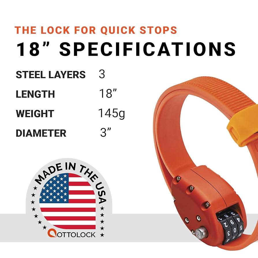 OTTOLOCK(オットロック) Cinch Steel &amp; Kevlar Combination Lightweight Lock - Orange [Size: 152cm(60 Inch)] [並行輸入品] Amazon.com: OTTOLOCK Cinch Lock - Lightweight Anti Theft