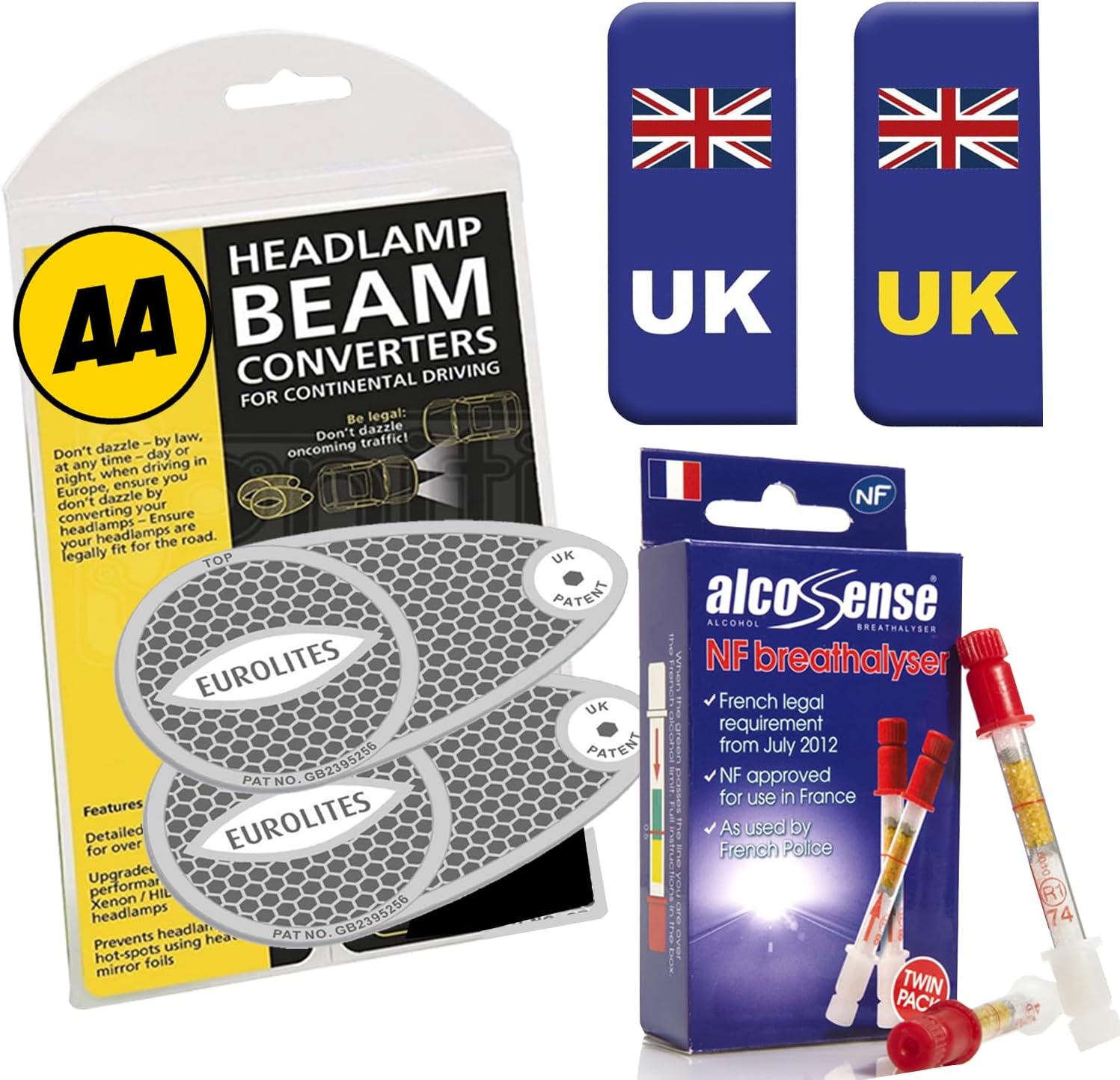 AlcoSense European Travel Kit inc NF Breathalysers + UK Stickers + AA
