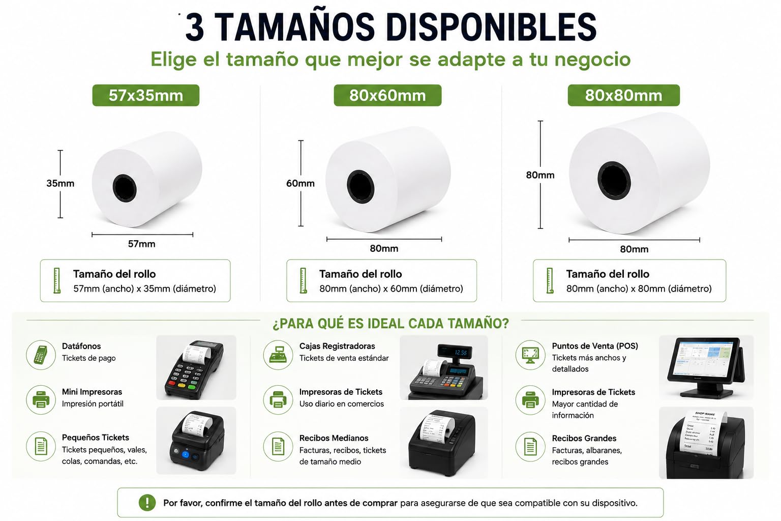CIVELLO Papel Térmico para Tickets, Rollo de Papel TPV BPA Free, Compatible con Impresoras de Tickets, Caja Registradora, Datáfono y POS de 20 y 50 unidades (50, 80x60mm)