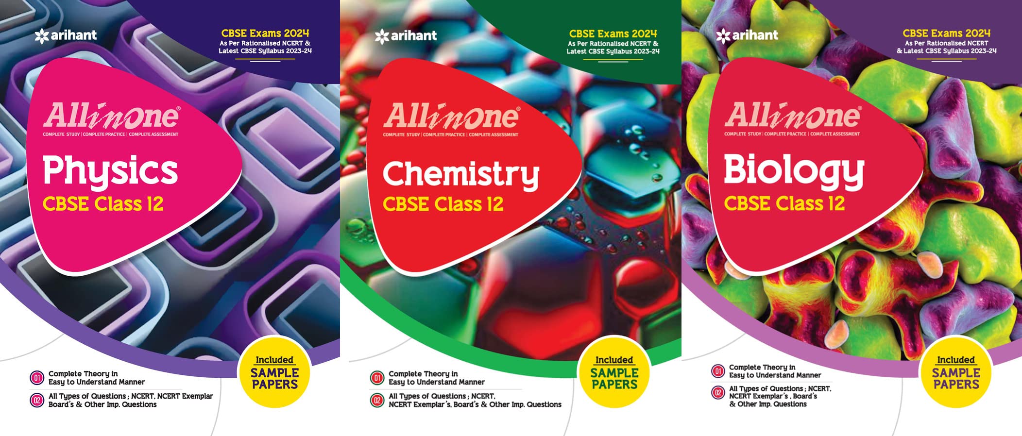 ALL IN ONE CLASS 12 PHY, CHEM, BIO COMBO SET 3 BOOKS NEW 2024 EDTION