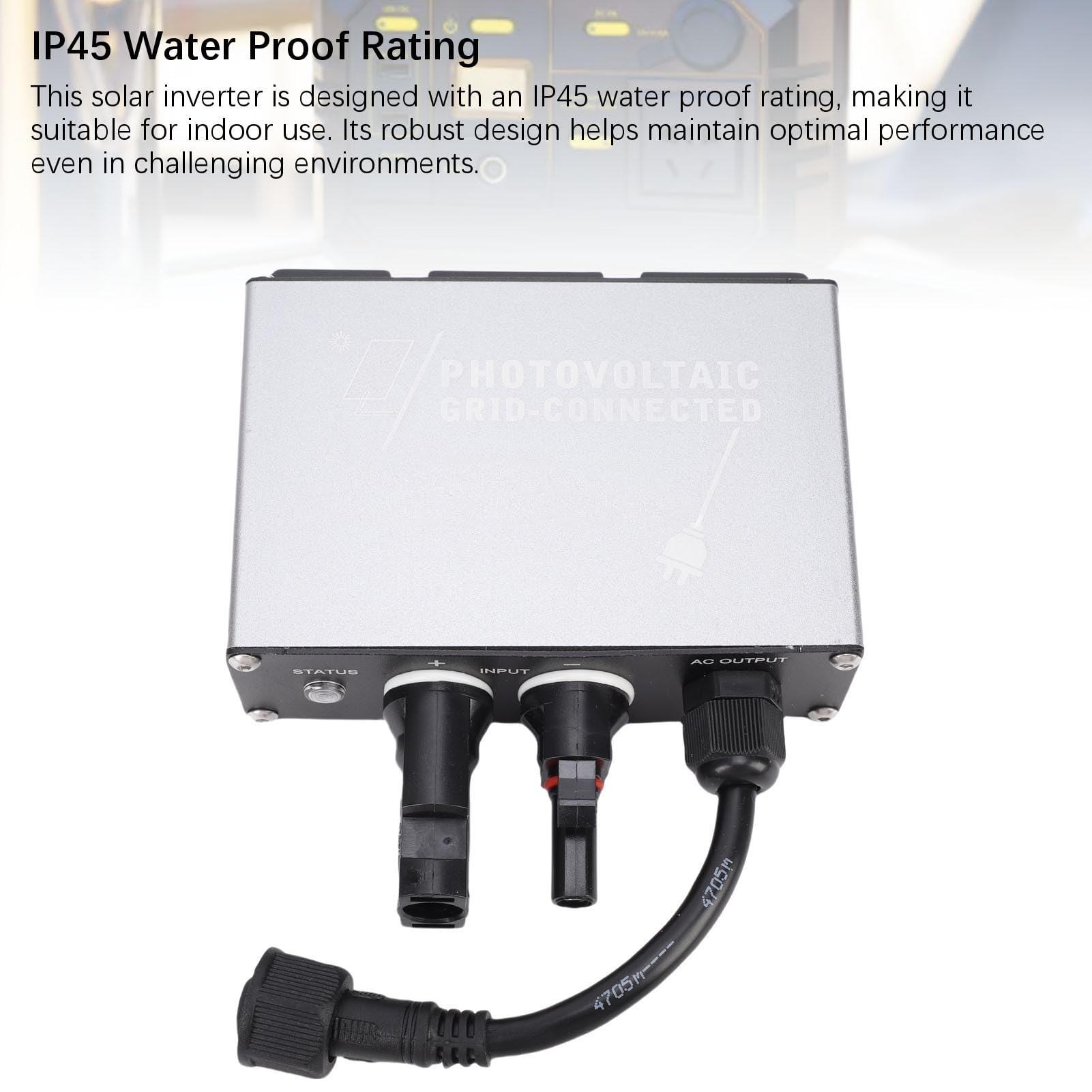 Inversor Solar, IP45 Impermeable, Carcasa de Aleación de Aluminio con Conector de CA Flexible, para Fotovoltaico Doméstico