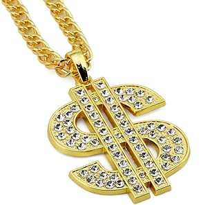 Ahier Gold Necklace Chain with Dollar Sign, 18K Gold Plated Hip Hop Chain Necklace Pendant for Men, 30inch - coolthings.us