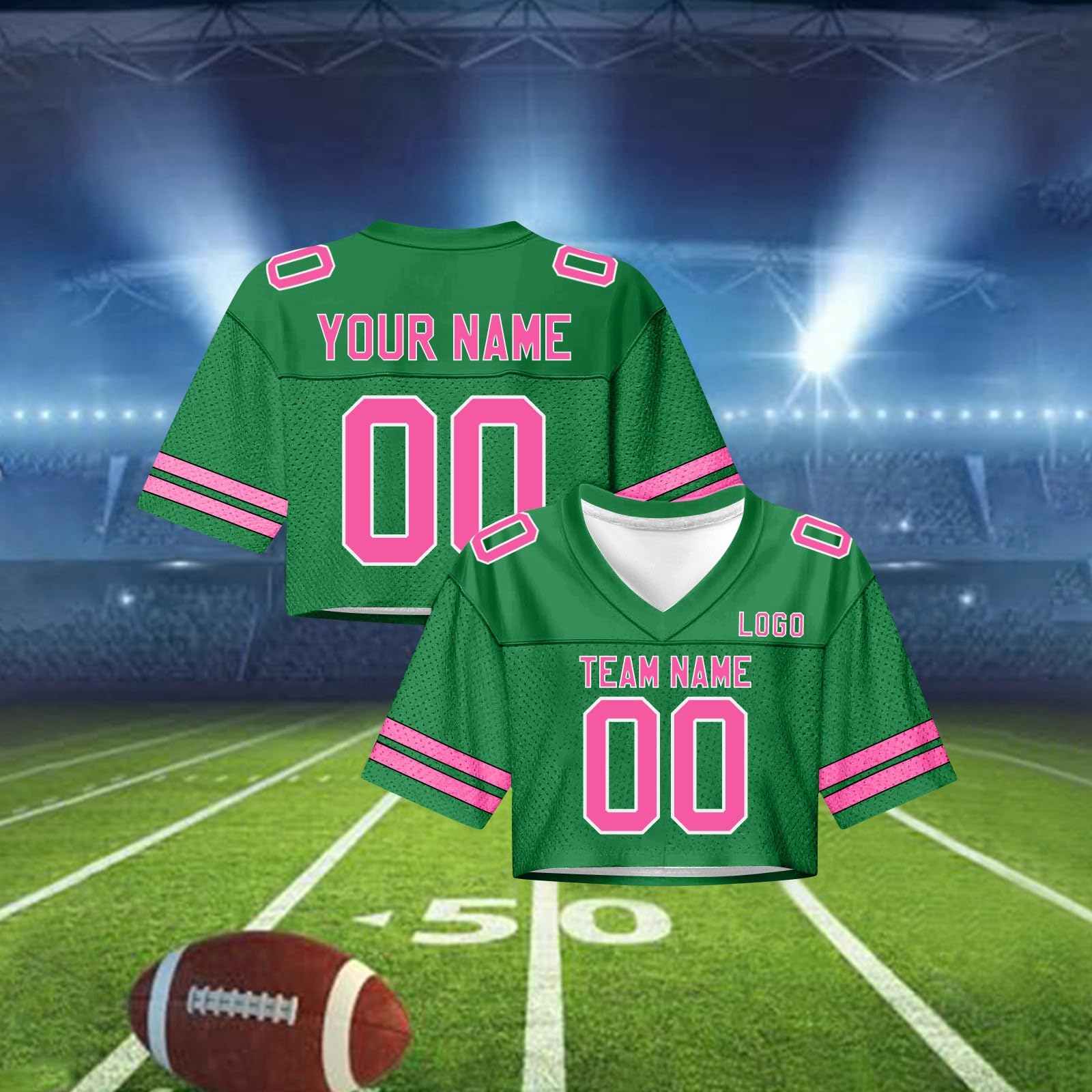 Personalisiert American Football Trikot für Damen Custom Jerseys mit Name Nummer Logo Personalisierte Spieltrikots T-Shirt Kurz Atmungsaktiv Training Sporthemden
