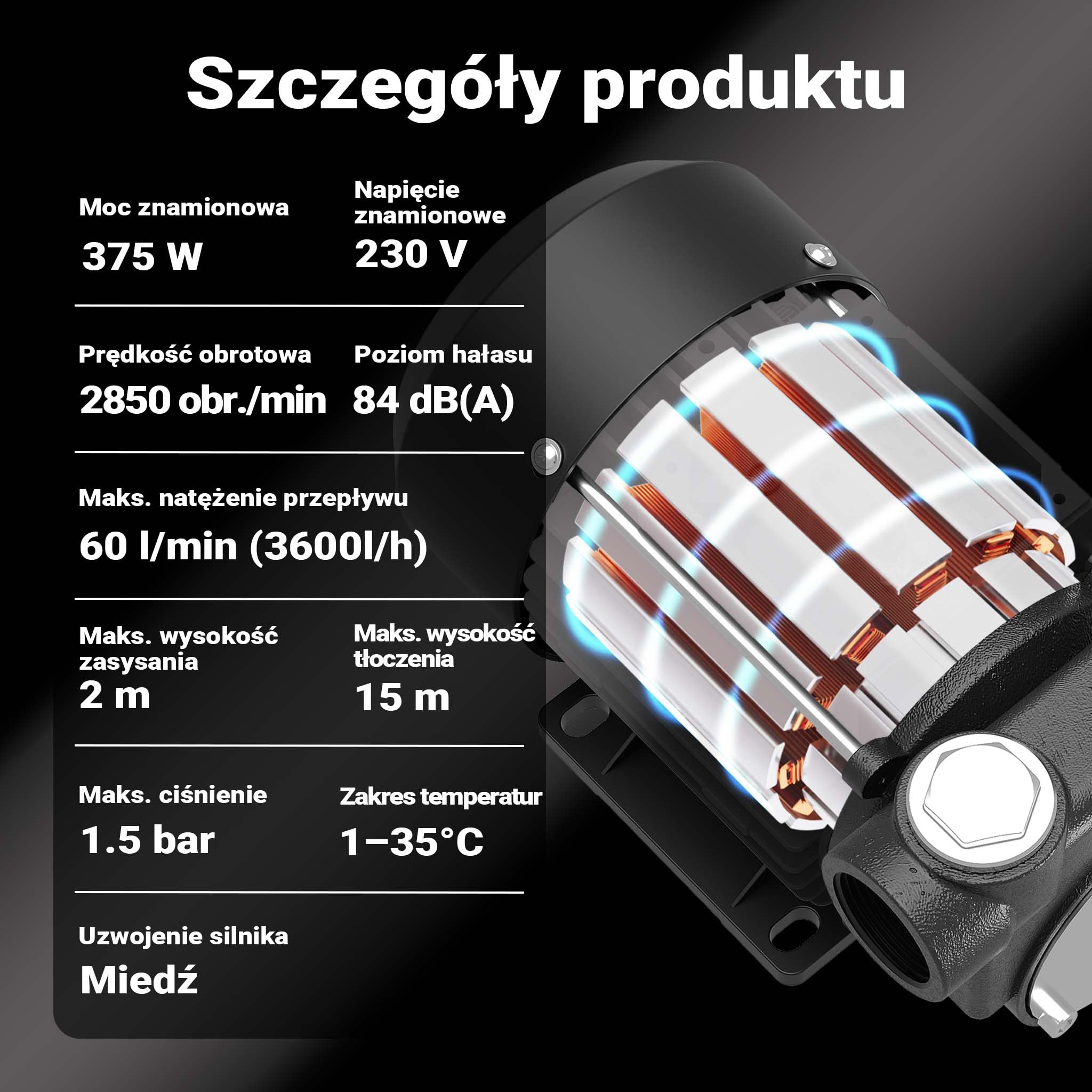 Wiltec Pompa do oleju napędowego i opałowego 375 W 60 l/min 230 V, samozasysająca, wysokość ssania 2 m dwie tuleje węża, zawór zwrotny