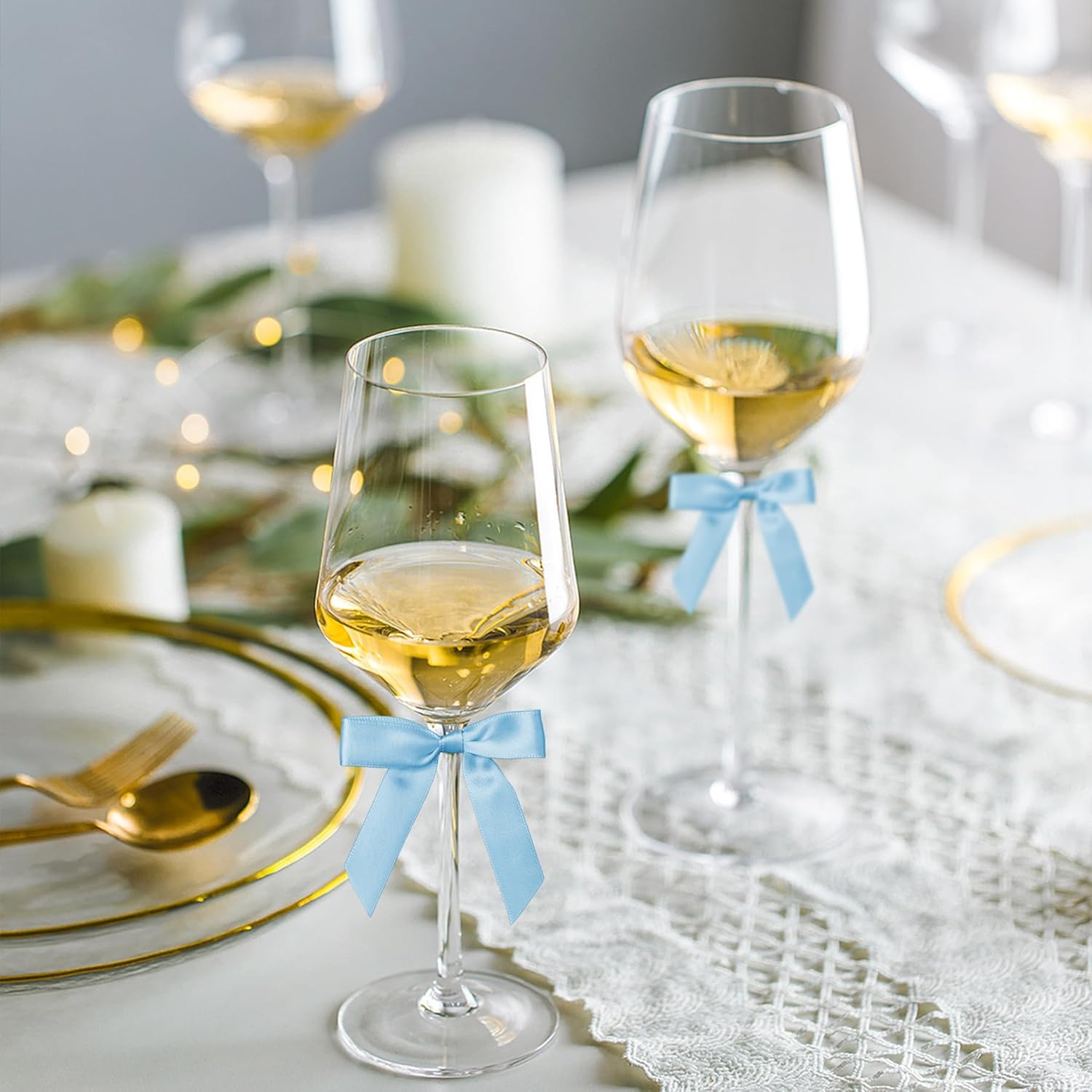 Satin Ribbon Bows for Gift Wrapping - 2.5 Inch Premade Bows with Twist Ties for Treat Bags, Birthday, Baby Shower, Wedding & Party Decorations - 50 Count (Blue) - Image 4