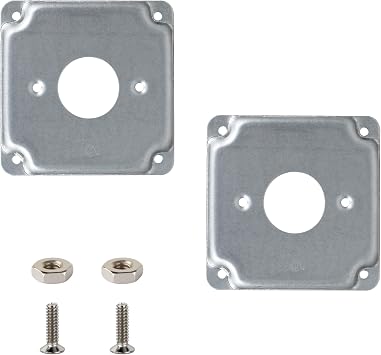 4 Inch Electrical Box Square Exposed Work Cover 2 Pack | Receptacle Cover Outlet BoxCover for 4 x 4 Inch Metal Receptacle Electrical Box