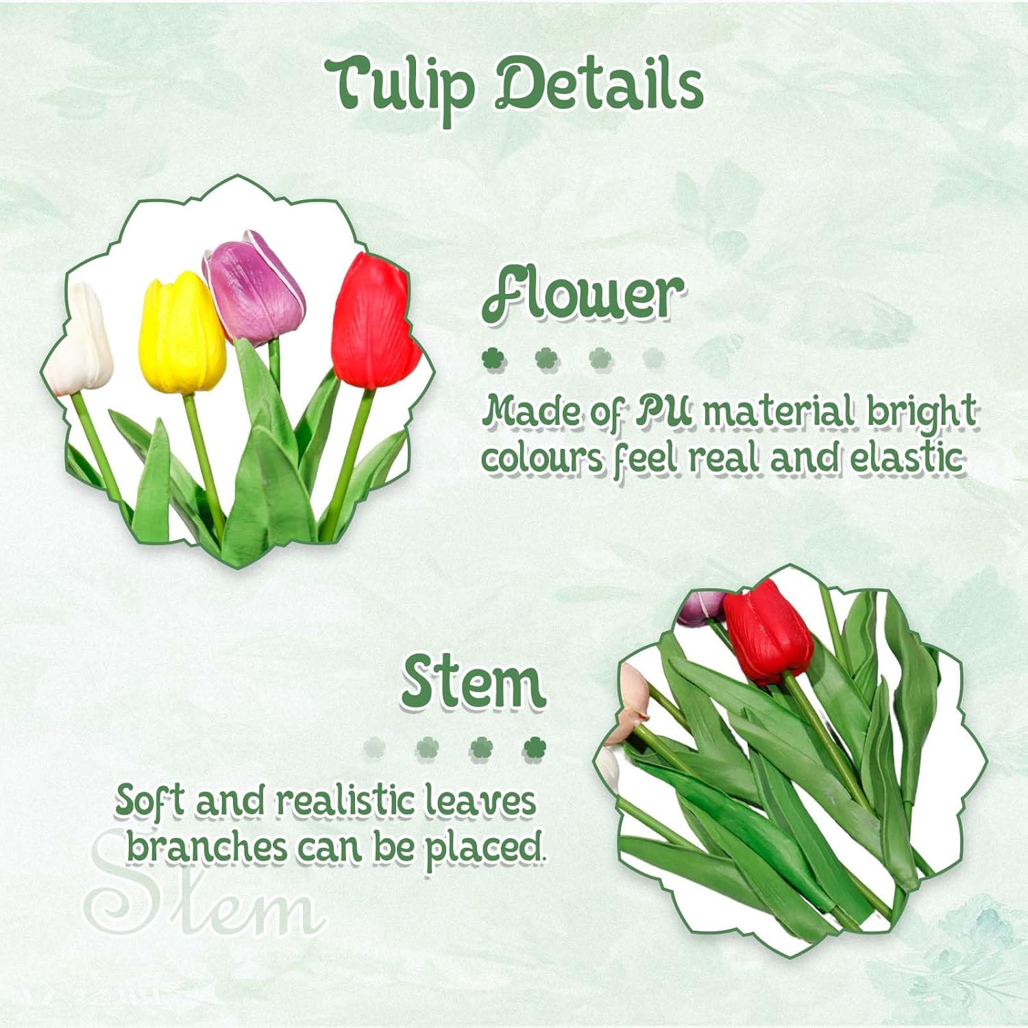 16 Pcs Fake Tulips Artificial Flowers, 13" Real Touch PU Faux Tulips Bouquet for Wedding Spring Easter Mother's Day Home Kitchen Table Decor (Mixed Colors) - Image 3