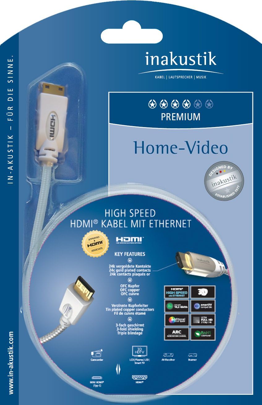 In-akustik 0042323 HDMI CABLE WITH ETHERNET/MINI 9.8 ft