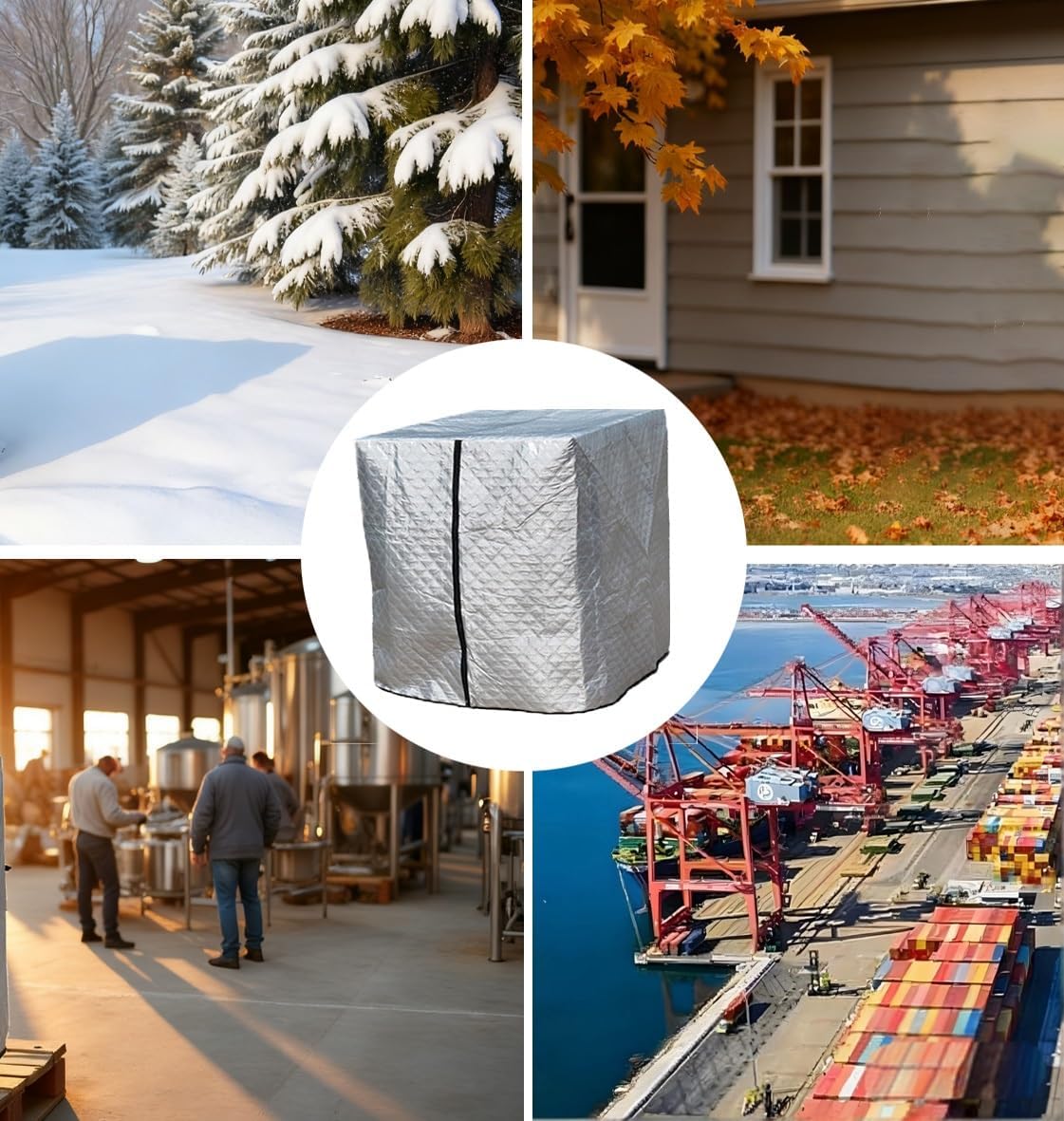 IBC Tote cover Thickened Thermal Cotton Tote Tank Cover for 275 Gallon Water Tank, Enhanced Insulation & Weatherproofing for Outdoor Storage(Silver)