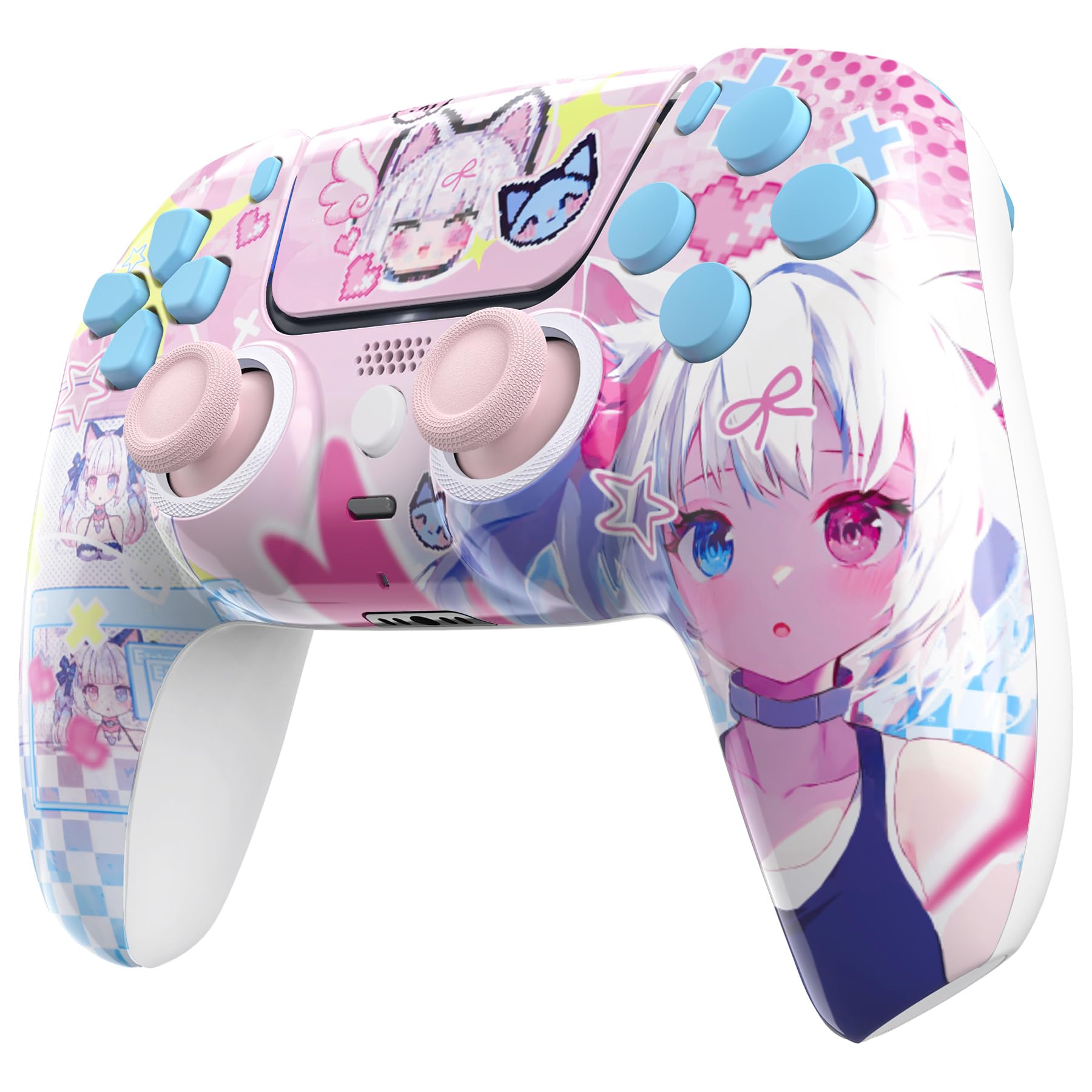 eXtremeRate Luna Cover Tasti Ricambio per ps5 Joystick BDM-030/040/050,Shell Complete Ridisegnate per ps5 Controller,Pulsanti Set Levette Analogiche&Cacciavite-MeWoow