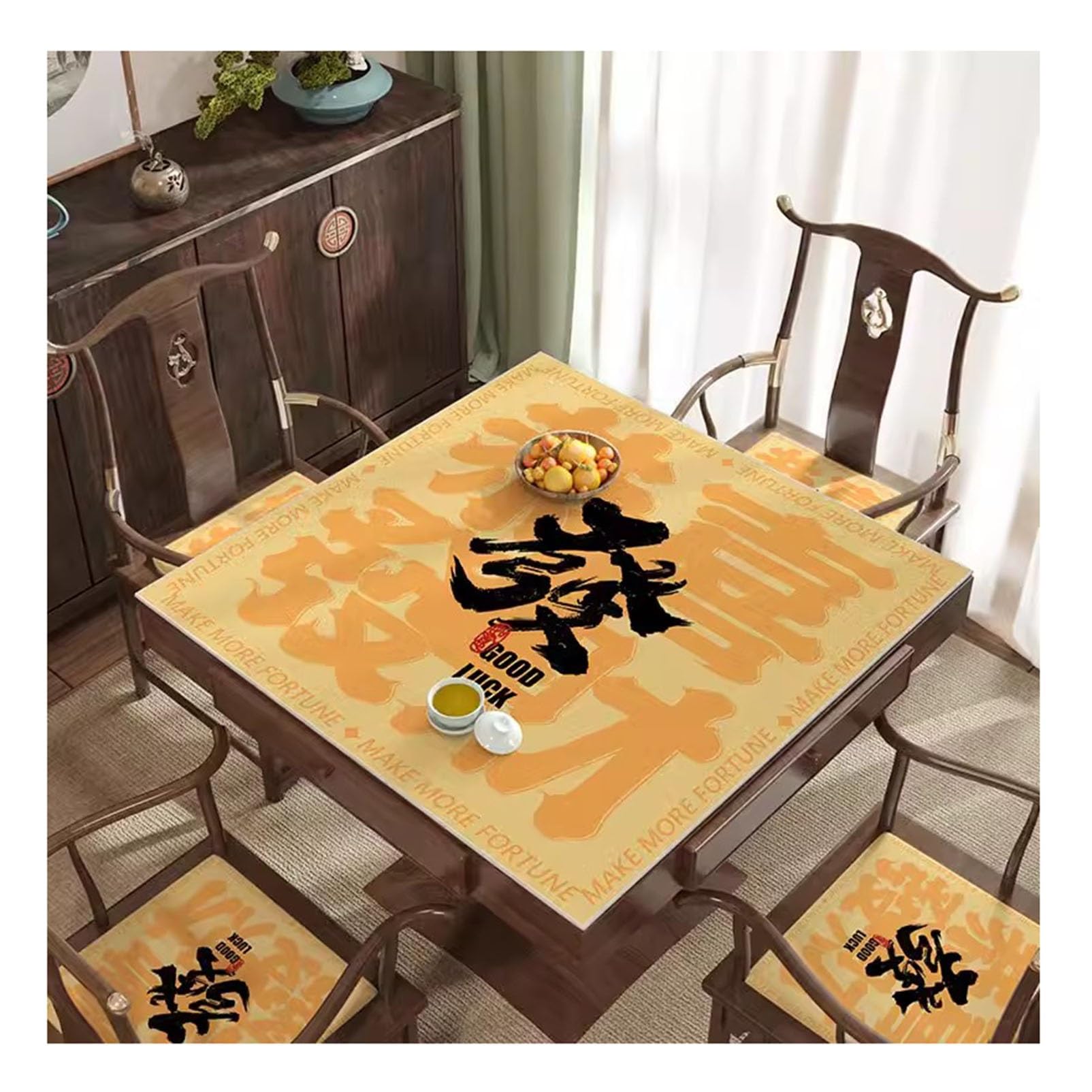 Mahjongg Mat Gruba Mata Na Stół Mahjong Antypoślizgowa Redukcja Szumów, Gra Planszowa Playmat Do Gier Planszowych, Gier Karcianych, Gier Kafelkowych (Color : Beige-1, Size : 55.1x55.1inch)