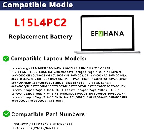 Miniatura 3 de L15L4PC2 L15M4PC2 - Batería para portátil Lenovo Ideapad Yoga 710 14 15 710-15IKB 710-151KB 710-14IKB 710-141KB 710-14ISK 710-141SK 80V4 7100 -15ISK