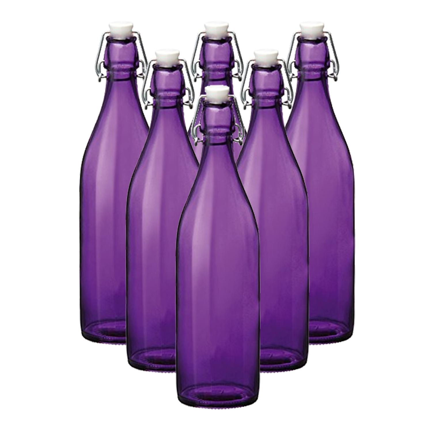 Simpa® 1L Purple Traditional Vintage Style Glass Bottles 1 Litre Swing Top Bottles - Ideal for Domestic or Commercial Use - Fill with Water, Wine, Liquor, Oil, Beer, Schnapps or Cordials.