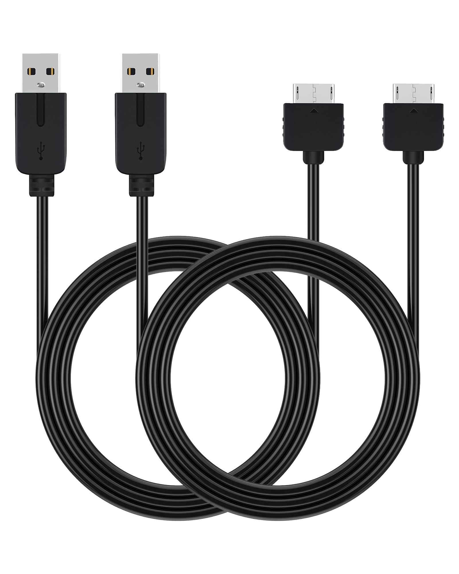Cable de carga USB para PS Vita 1000, cable de carga rápida de 1,2 m, cubierta de PVC y núcleo de cobre puro de 24 AWG (2, negro)