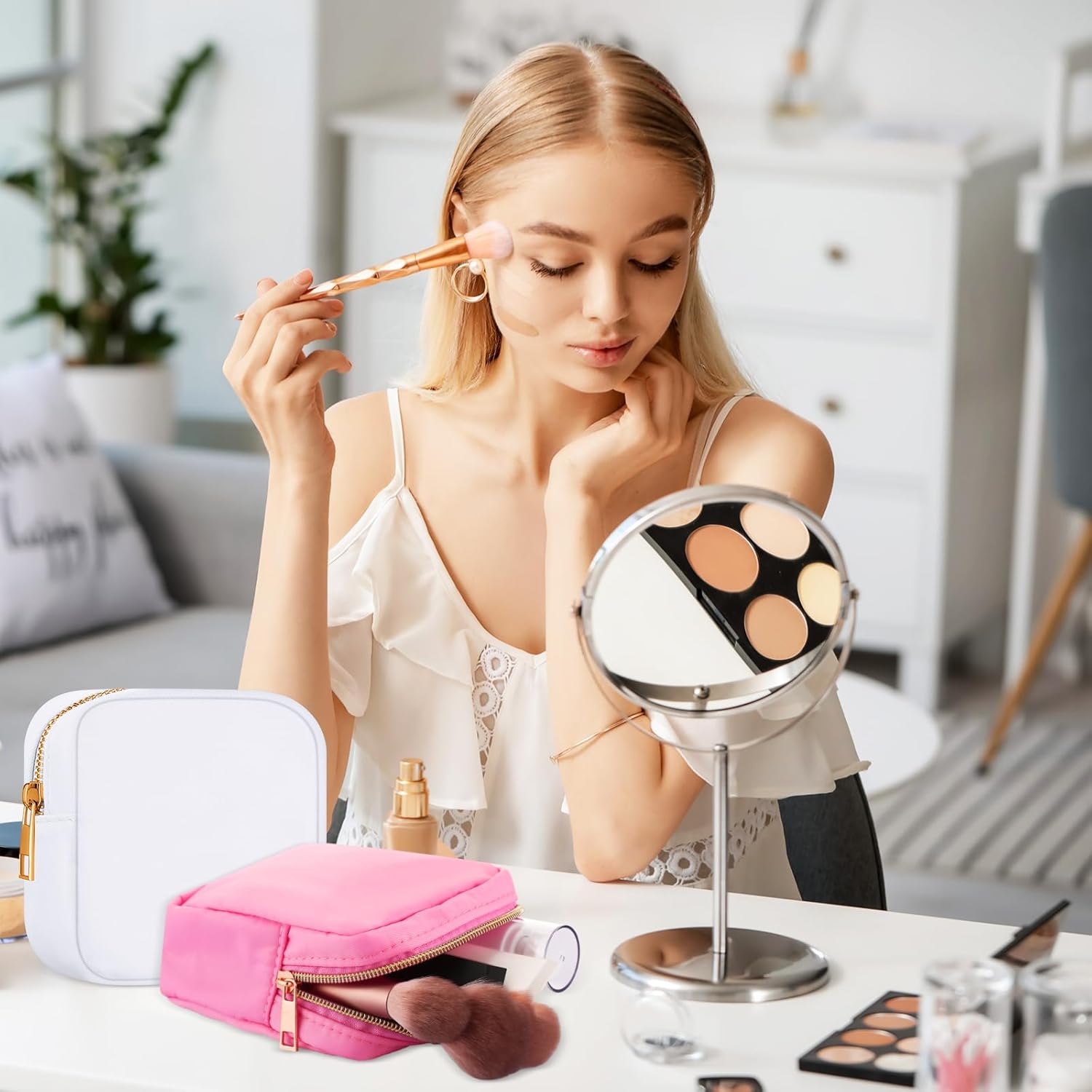 Sweetude 9 Pcs Mini Nylon Makeup Bag Mini Pouch Bag Small Nylon Pouch for Purse Zipper Cosmetic Travel Makeup Organizer Preppy Cute Waterproof for Women Toiletry Storage Graduation Gift 9 Bright Color - Image 6