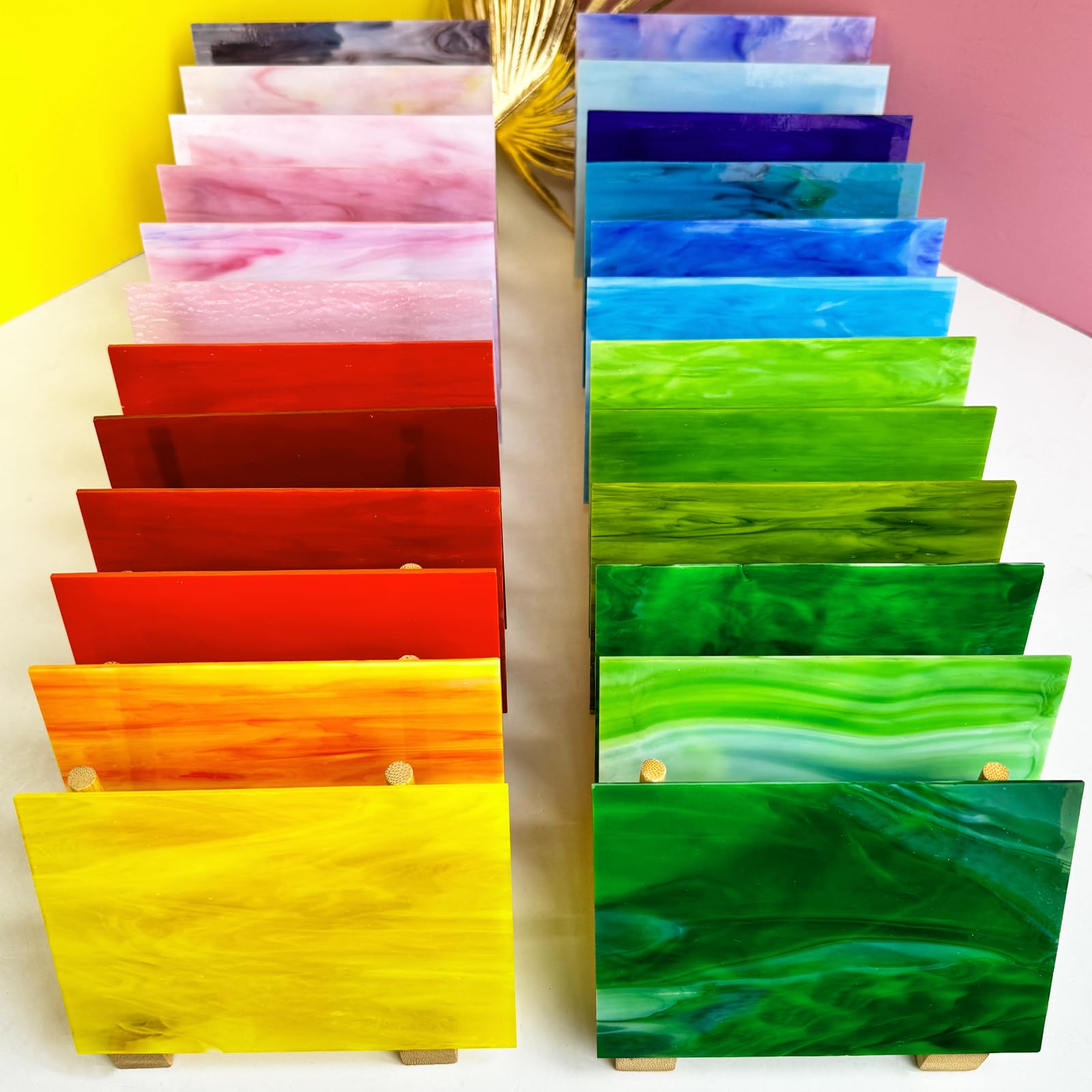 Amazon.com: PALJOLLY 24 Sheets Stained Glass Sheet Rainbow Colors