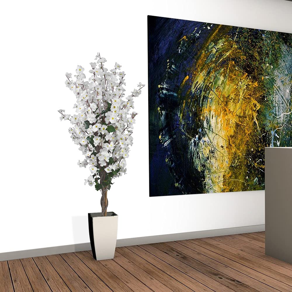 Árbol de Cerezo Planta Artificial Árbol Flor de Cerezo Tronco de Madera Real Decoración Interior Deco 120 cm Decovego
