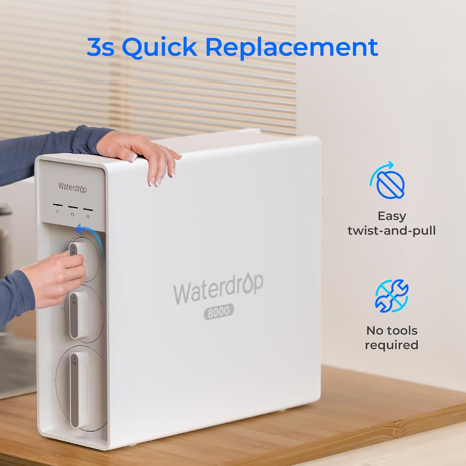 Waterdrop F1G Filter, Replacement for X8 & X8-PRO & X12-WCS & X12-Plus Reverse Osmosis System, [ NO Minerals Added ], 12-month Lifetime