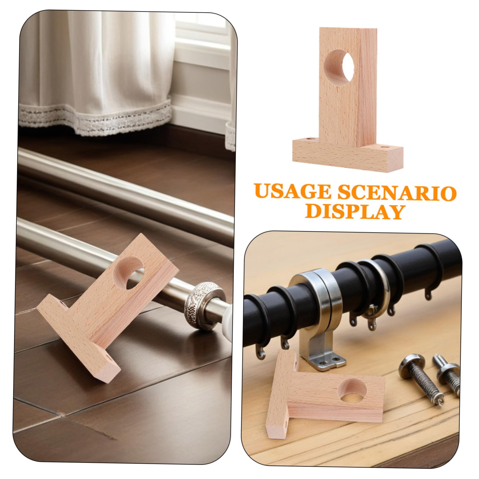 SOLUSTRE Supporti per Asta per Tende in Legno 4 Pezzi 2,5 Cm e 3 Cm, Staffe per Bastoni da Parete Elevata capacità Portante per Soggiorno e Camera da Letto