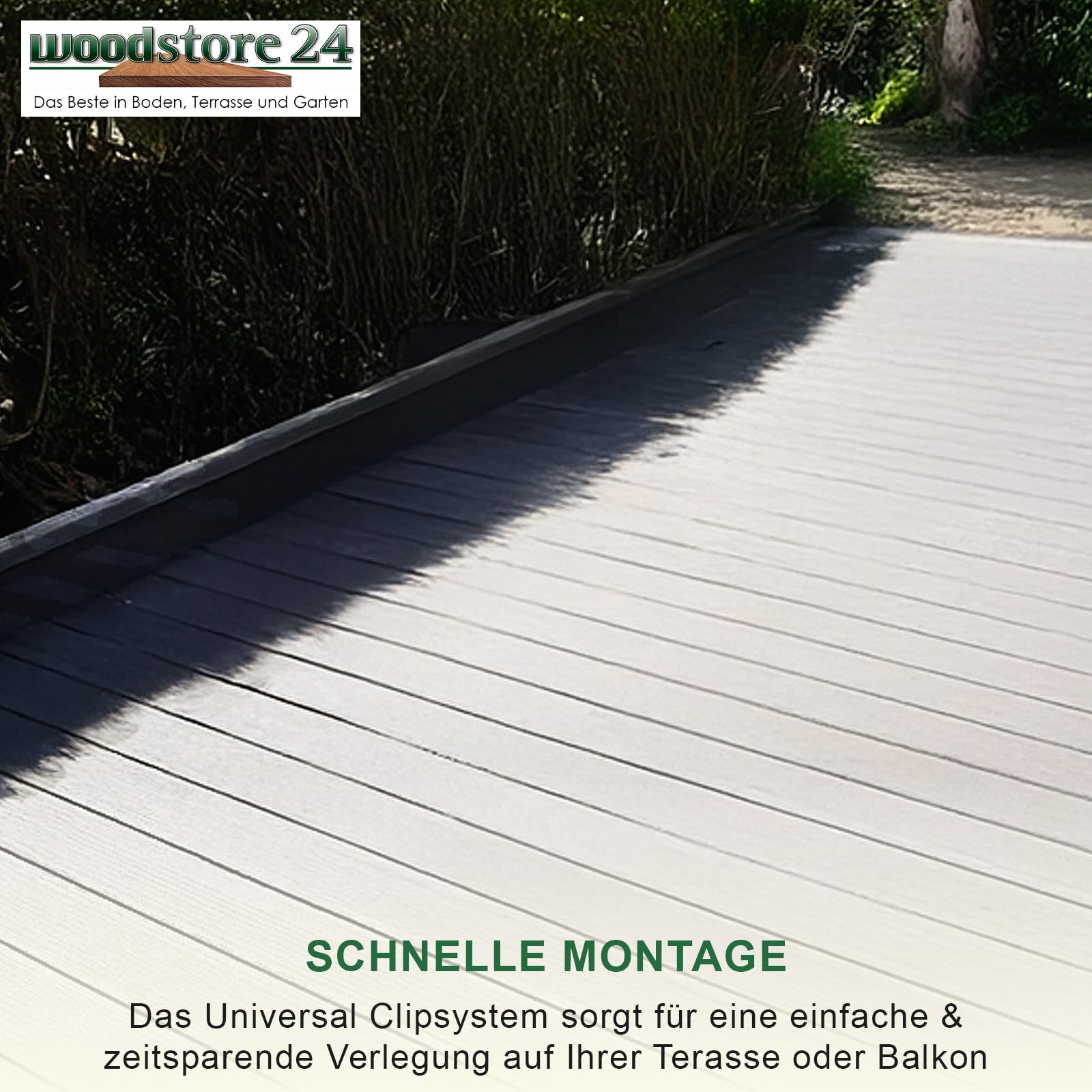 Terrassendielen WPC Diele Komplettset Woodo Rhodos 20 x 120 mm 2,4 m Grau 10 m²