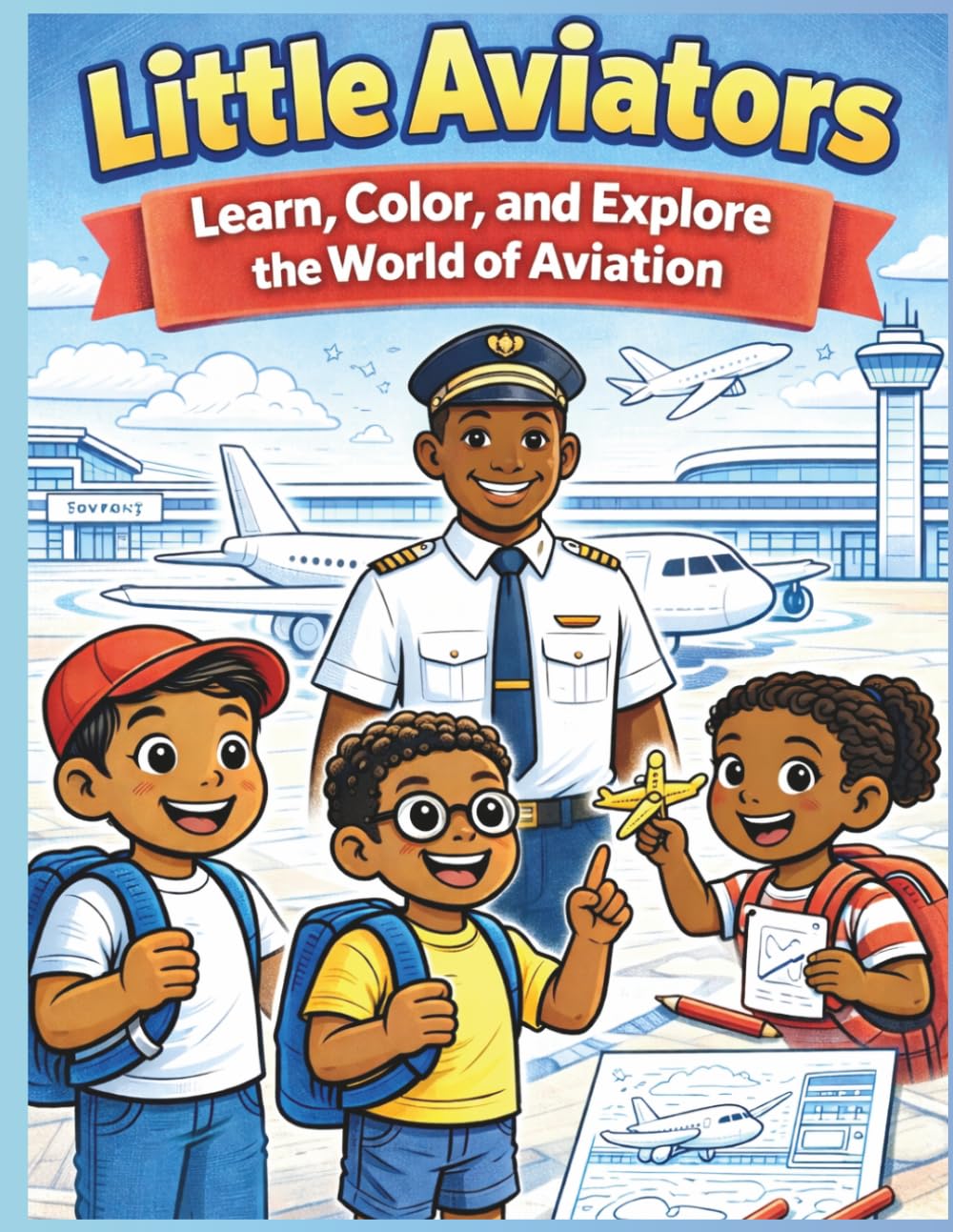 Little Aviators: Learn, Color, and Explore the World of Aviation: A Fun Educational Book Featuring Airplanes, Pilots, Airport Operations, Aviation Safety, and Flight Basics for Kids & Teens