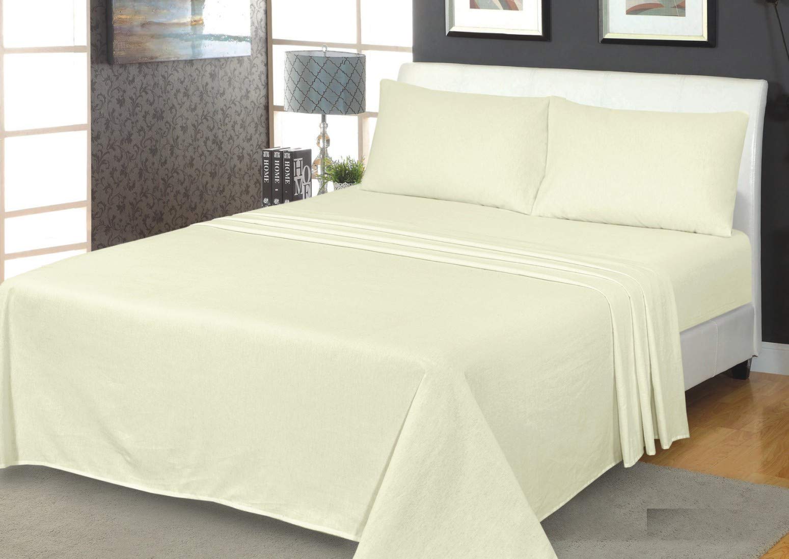 Northern Luxe Cream 100% Soft Brushed Cotton Flannelette Fitted Sheet Extra Deep Available In 7 Colours (King, )
