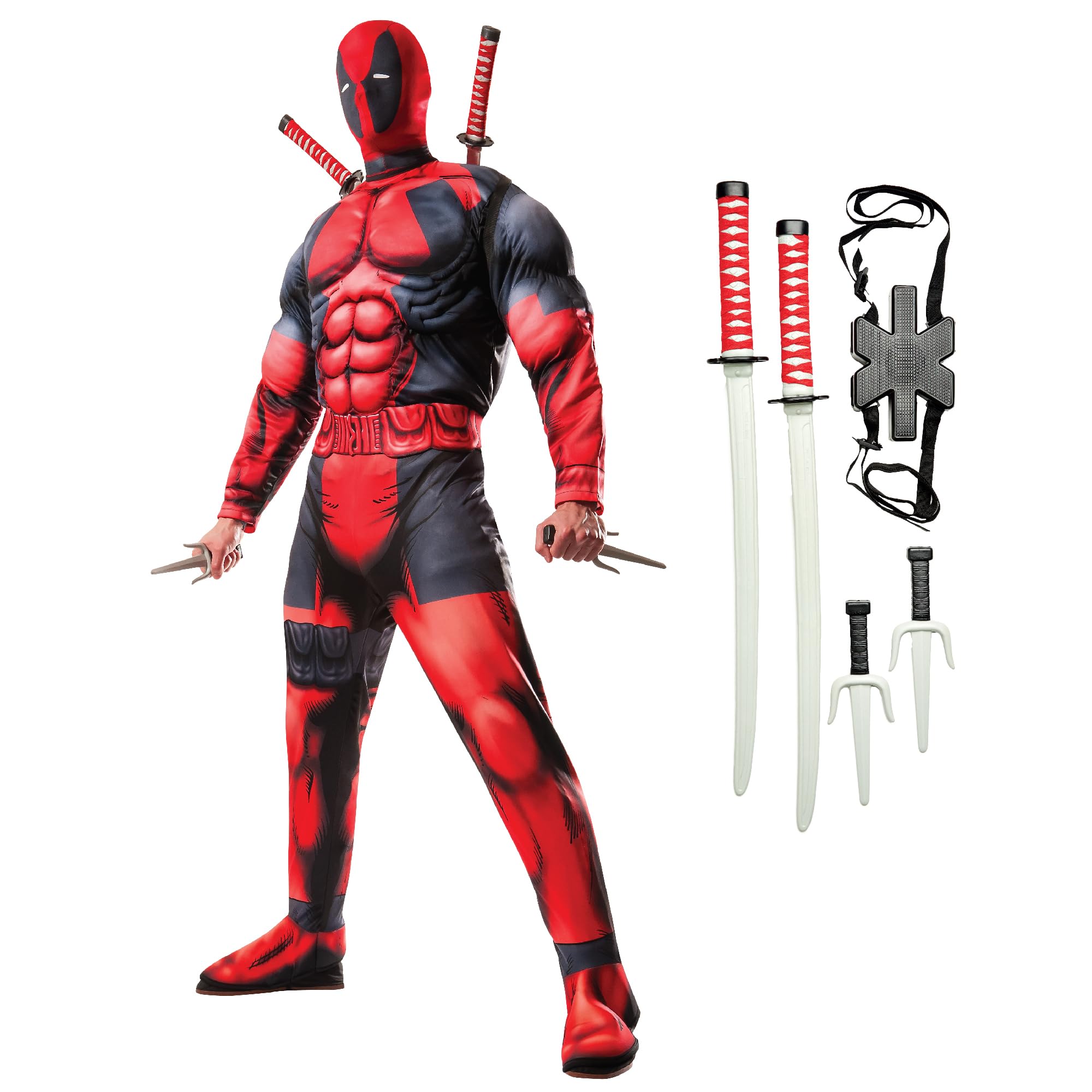 Rubies 810109BDLSTD000 Deadpool Deluxe Adult Fancy Dress, Men, Cartoon, Multi, STD Halloween