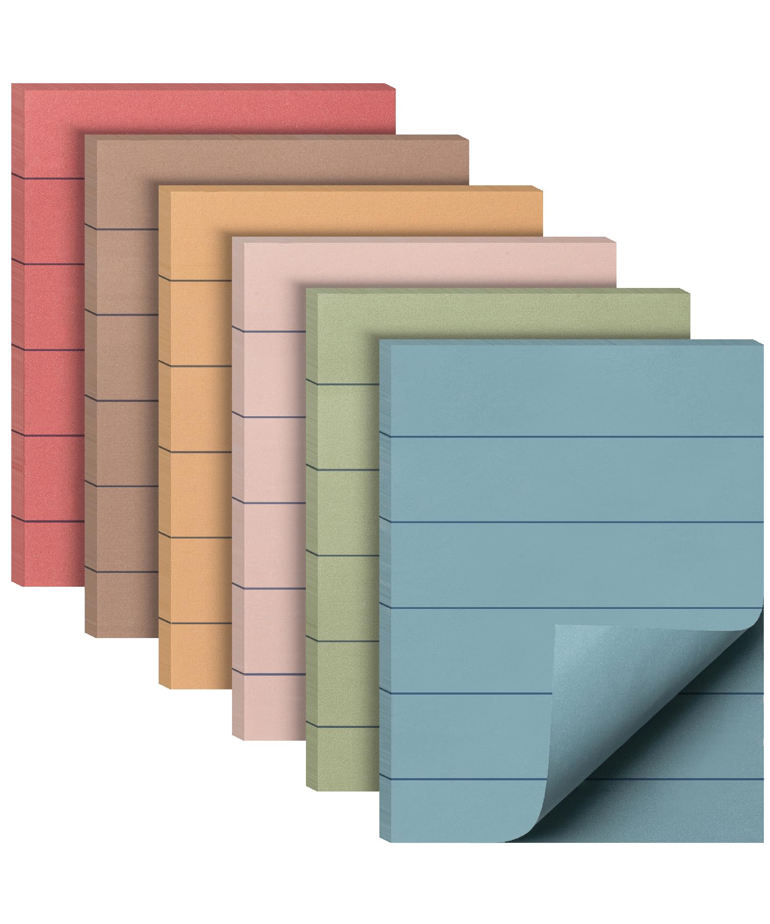Mr. Pen Small Lined Sticky Notes - 6 Pads, 60 Sheets/Pad, Vintage Colors
