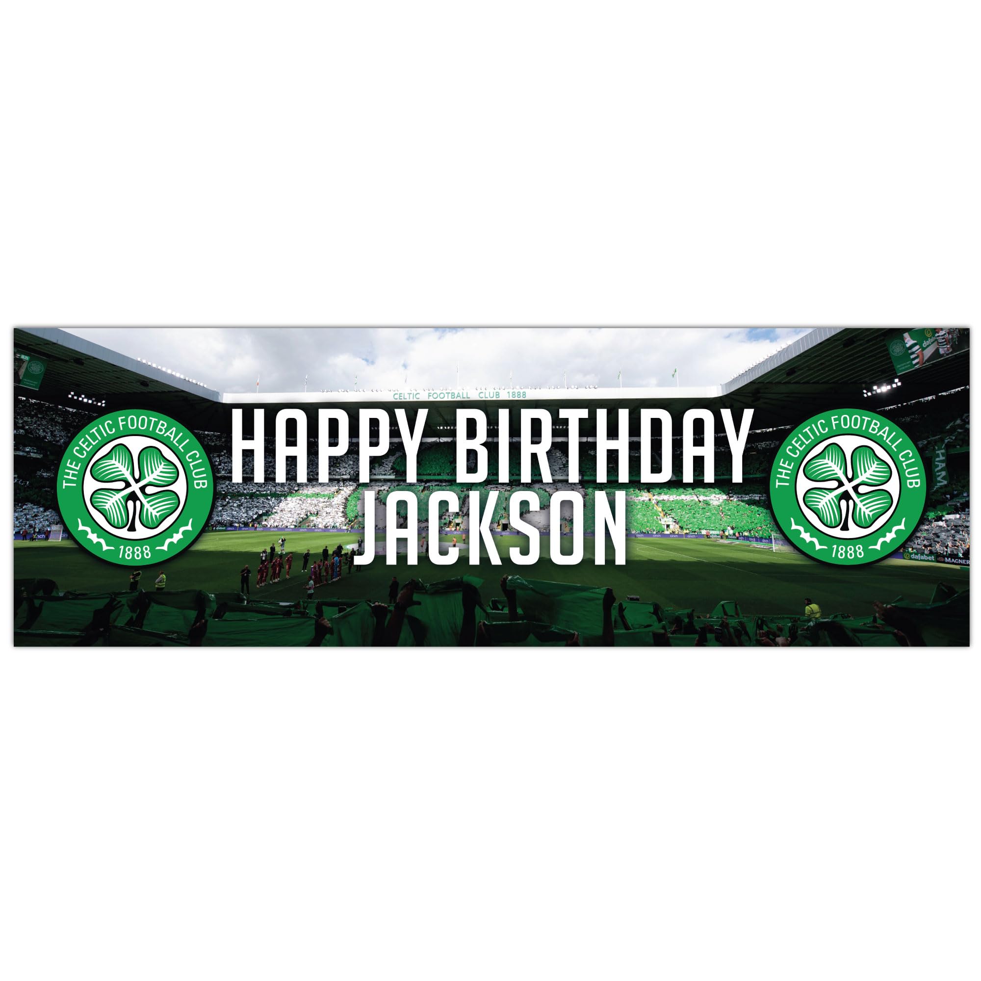 Celtic Birthday - Personalised Football Banner Wall Sticker (120cm width x 40cm height)