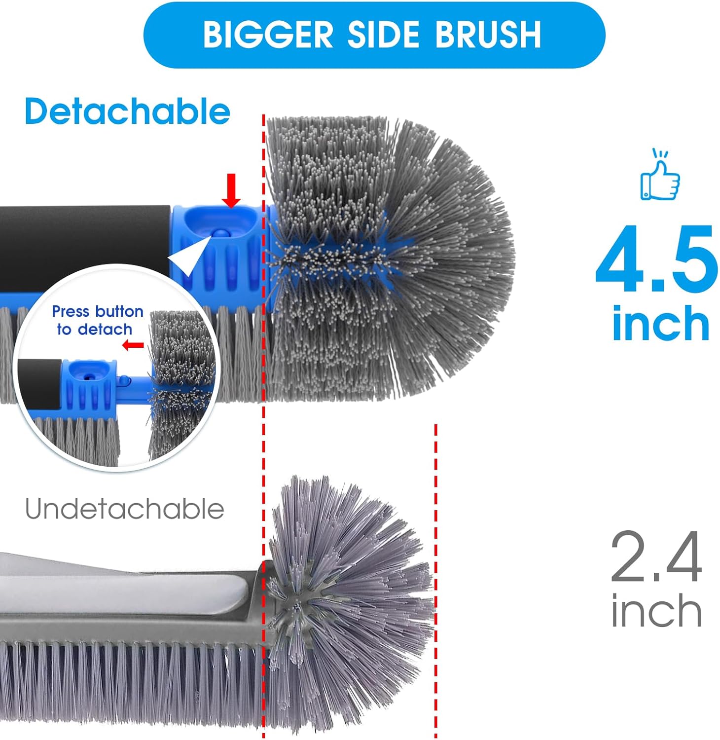 20'' 2 in 1 Pool Brush Head Cobweb Duster Heavy Duty Pool Cleaning Detachable Round Brush with EZ Clip & Wavy Nylon Bristles for Inground Pool & Above-Ground Pool (Without Pole) - Image 3