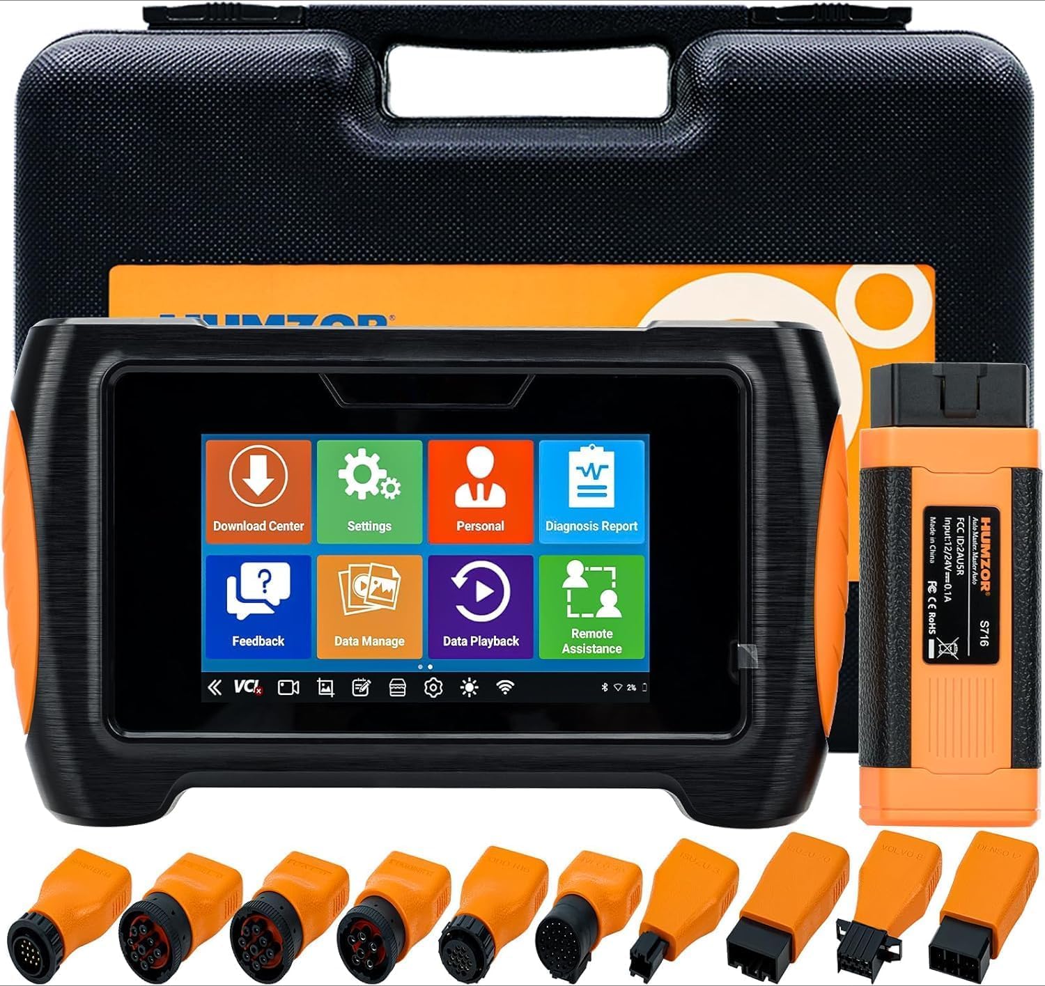 OBD2 Diagnosegerät, Bi-Direktionale Diagnosegerät für Schweren LKW, Auslesegerät LKW mit 17+Servicefunktionen, OBD Diagnosewerkzeuge für 24V Lastwagen, Nutzfahrzeuge, Heavy Duty Truck