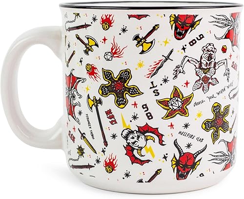 Miniatura 3 de Stranger Things Hellfire Club Icons - Taza de café de viaje sin BPA para expreso, cacao, té, capacidad para 20 onzas
